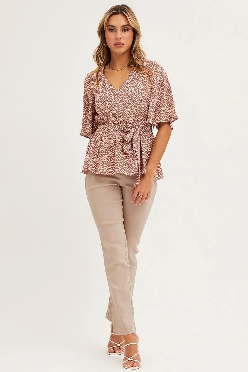 Geo Print Bell Sleeve Top