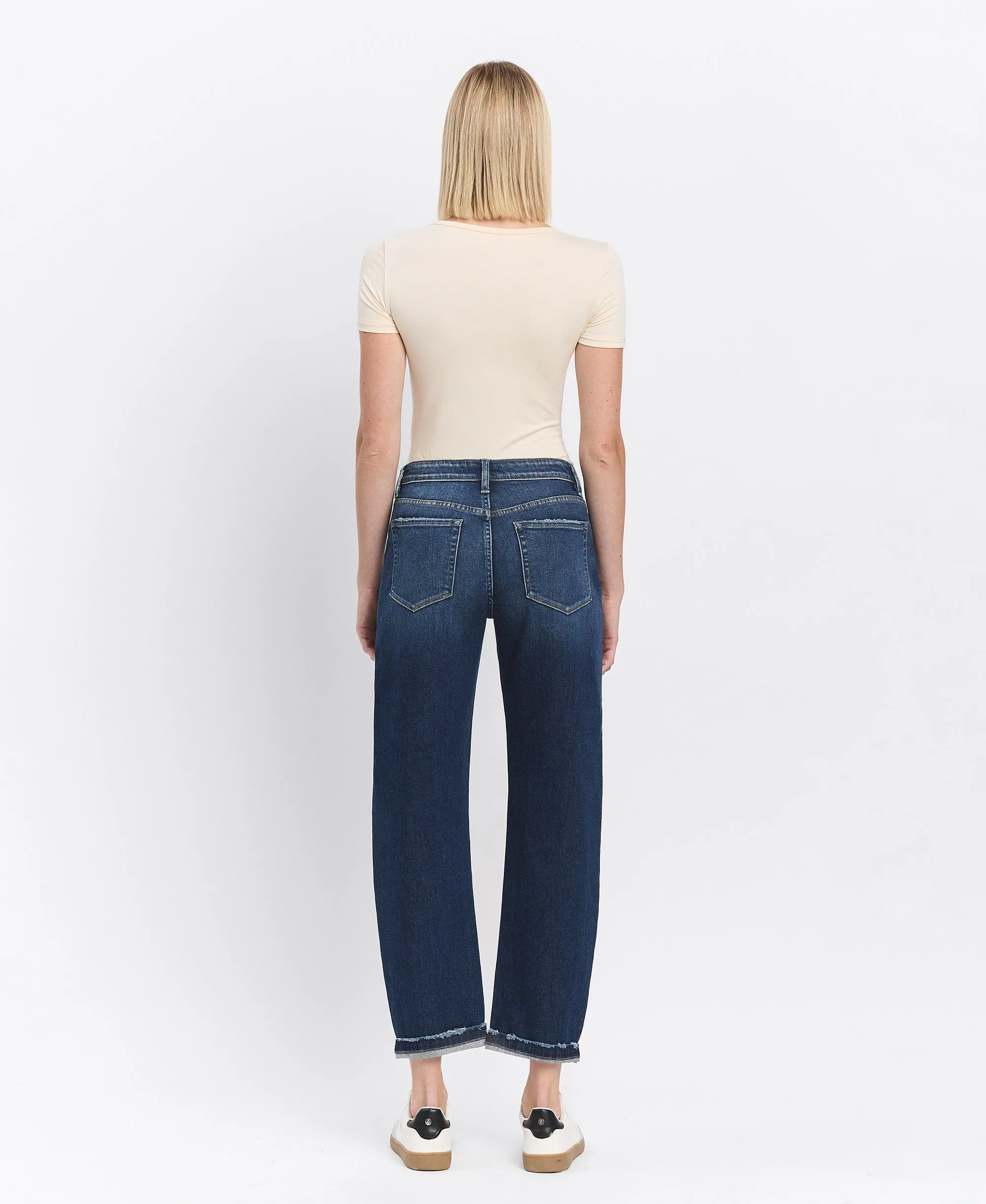 Glaucous - High Rise Cuffed Barrel Leg Jeans