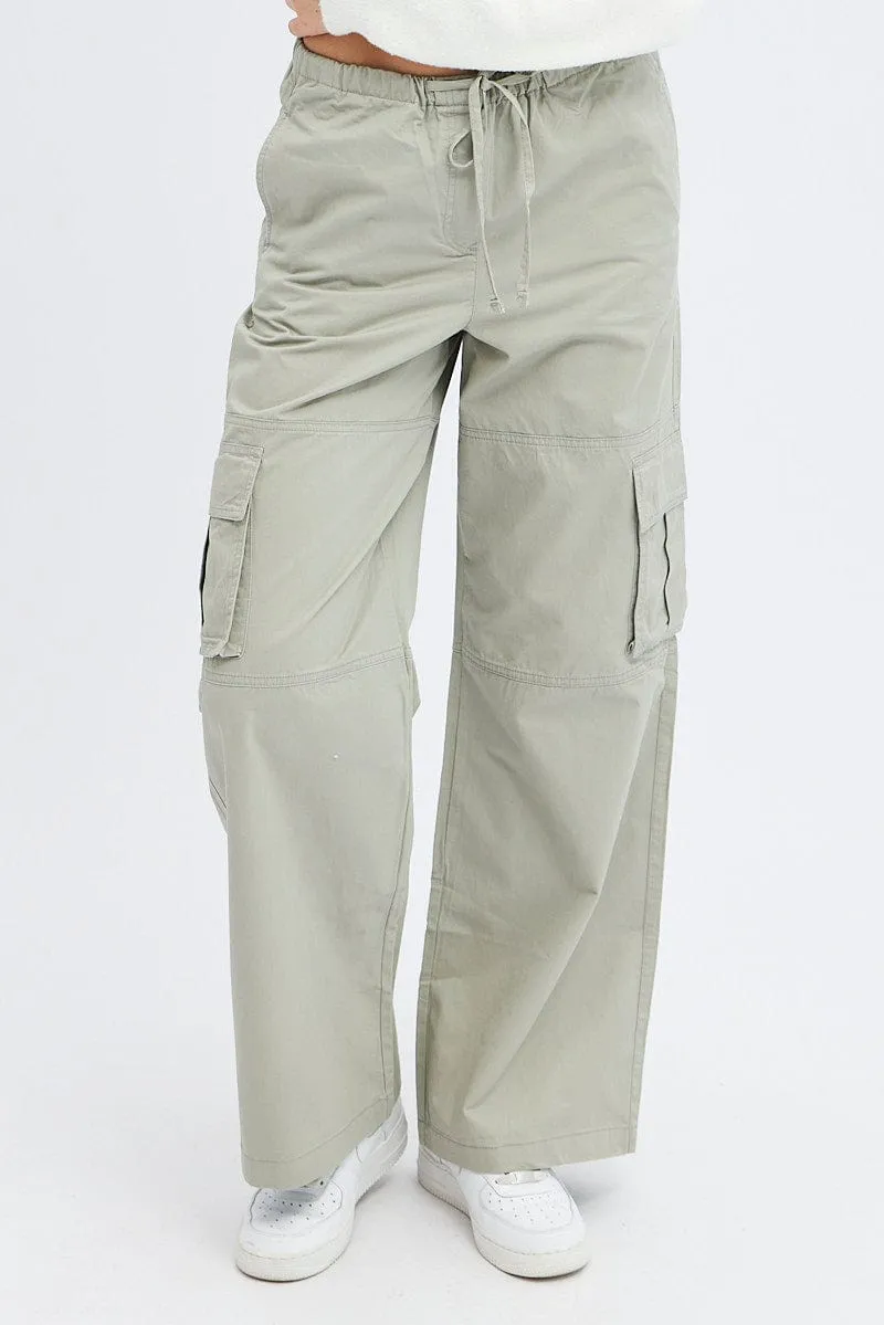 Grey Cargo Pants Wide Leg