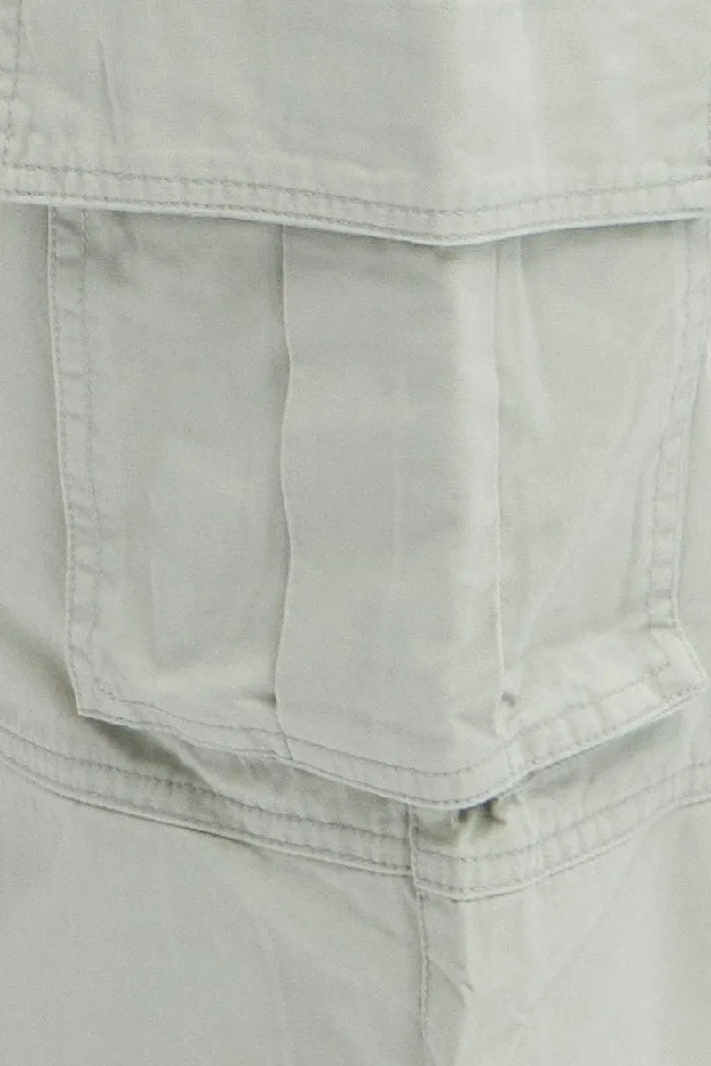 Grey Cargo Pants Wide Leg