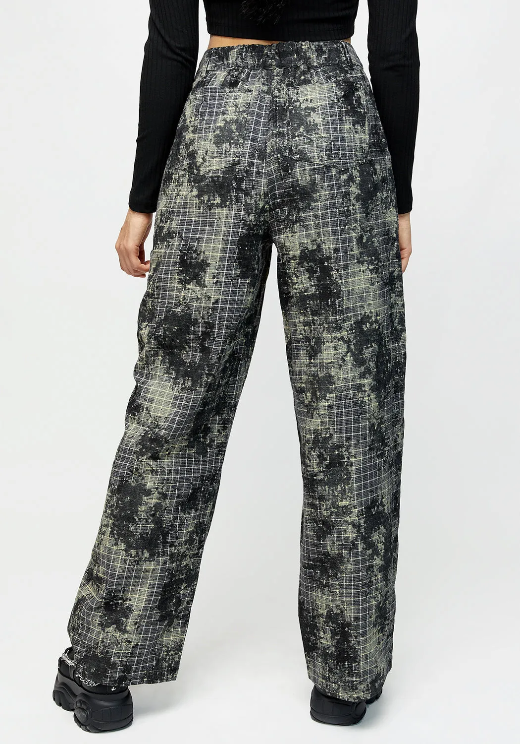 Grime Check Wide Leg Trousers