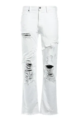 Just Cavalli Distressed Straight Fit Wide Leg Pants