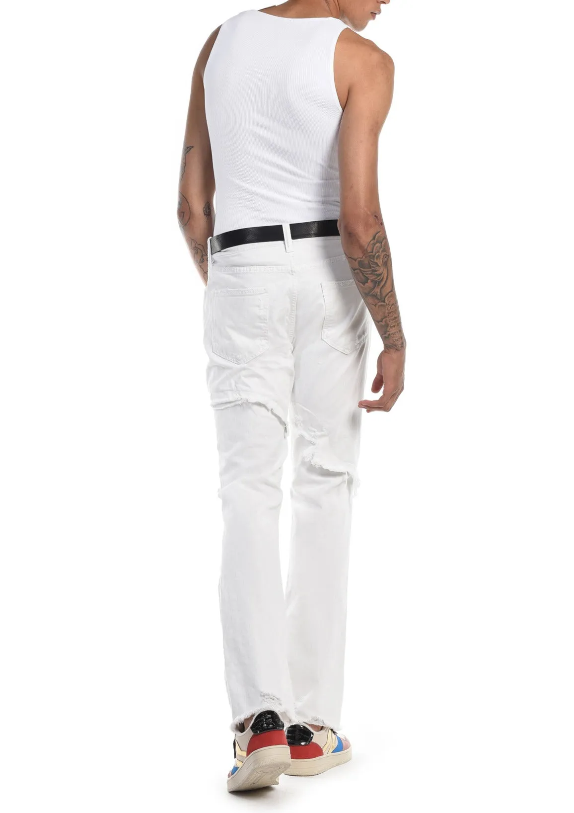 Just Cavalli Distressed Straight Fit Wide Leg Pants