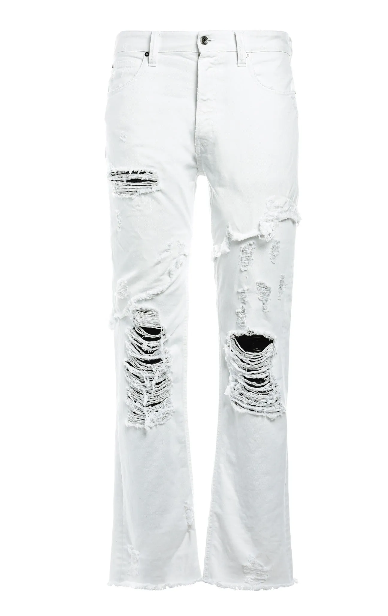 Just Cavalli Distressed Straight Fit Wide Leg Pants