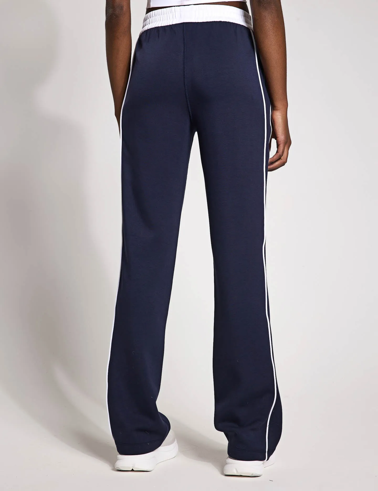 Kirsten Wide Leg Pant - Navy Blue/White Piping
