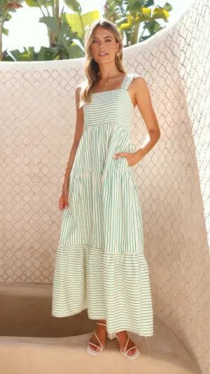 Laylah Maxi Dress - Green Stripe