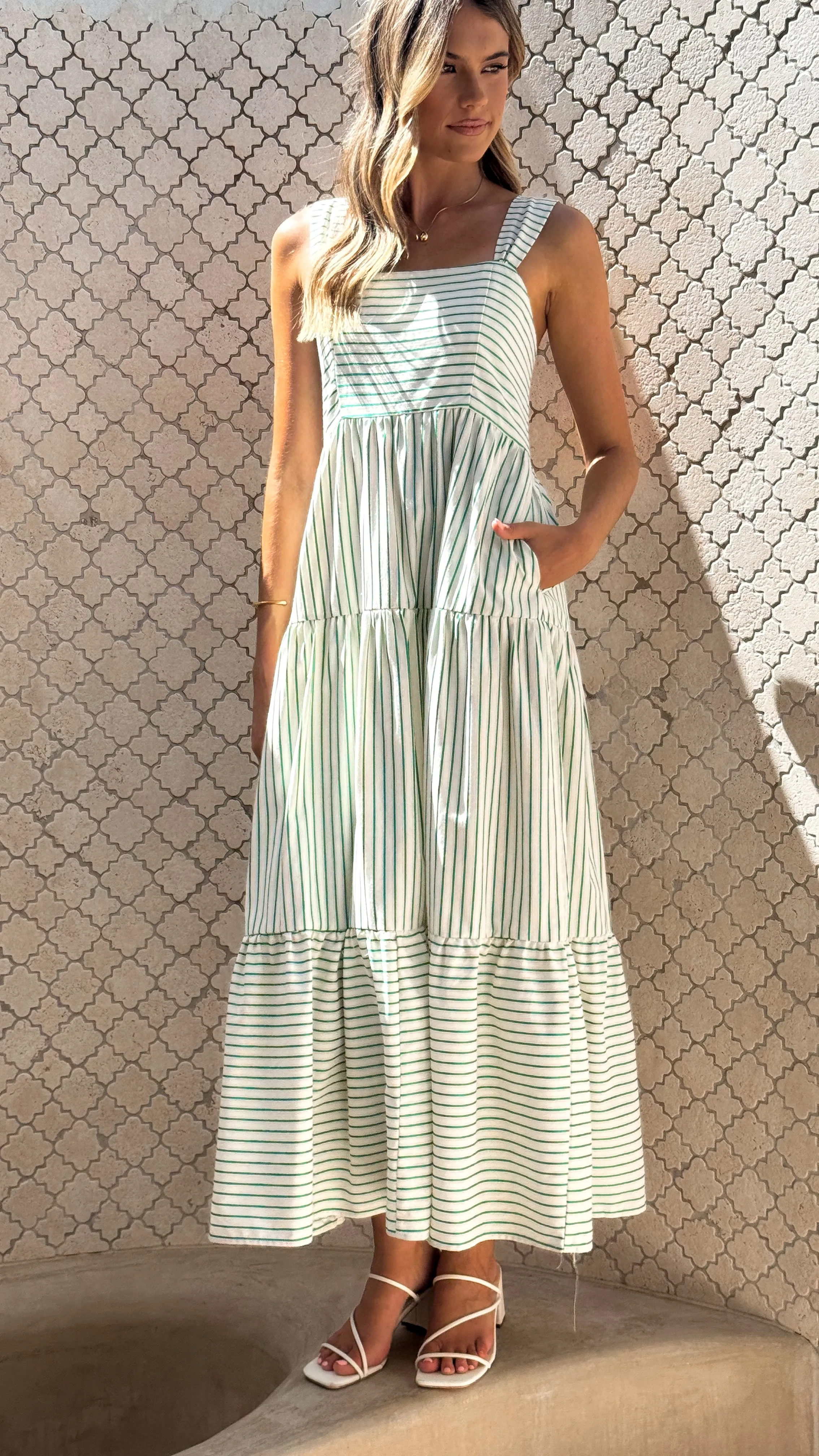 Laylah Maxi Dress - Green Stripe