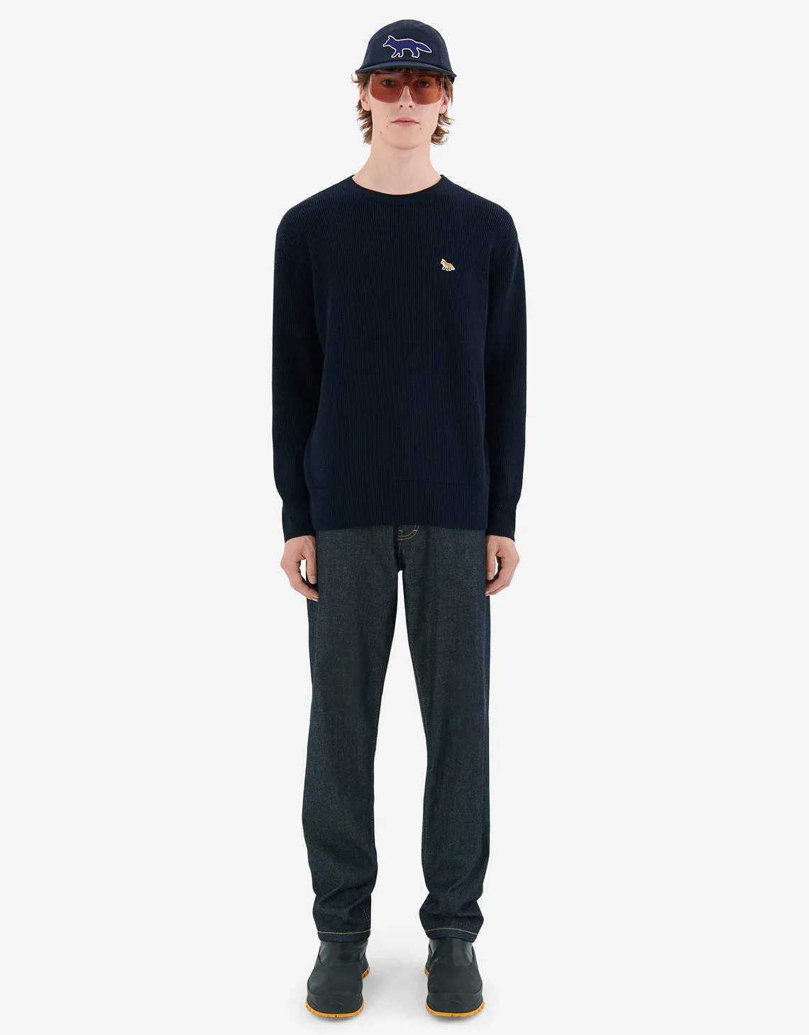 Men's Baby Fox Patch Relaxed Pullover Navy