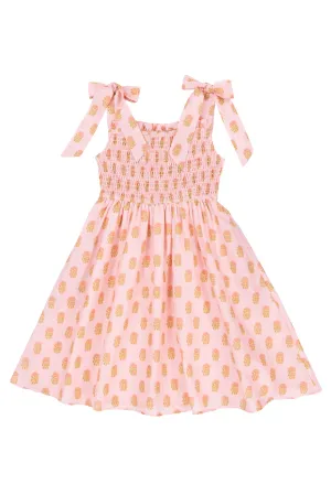 Mini Rayna Dress in Pink Block Print