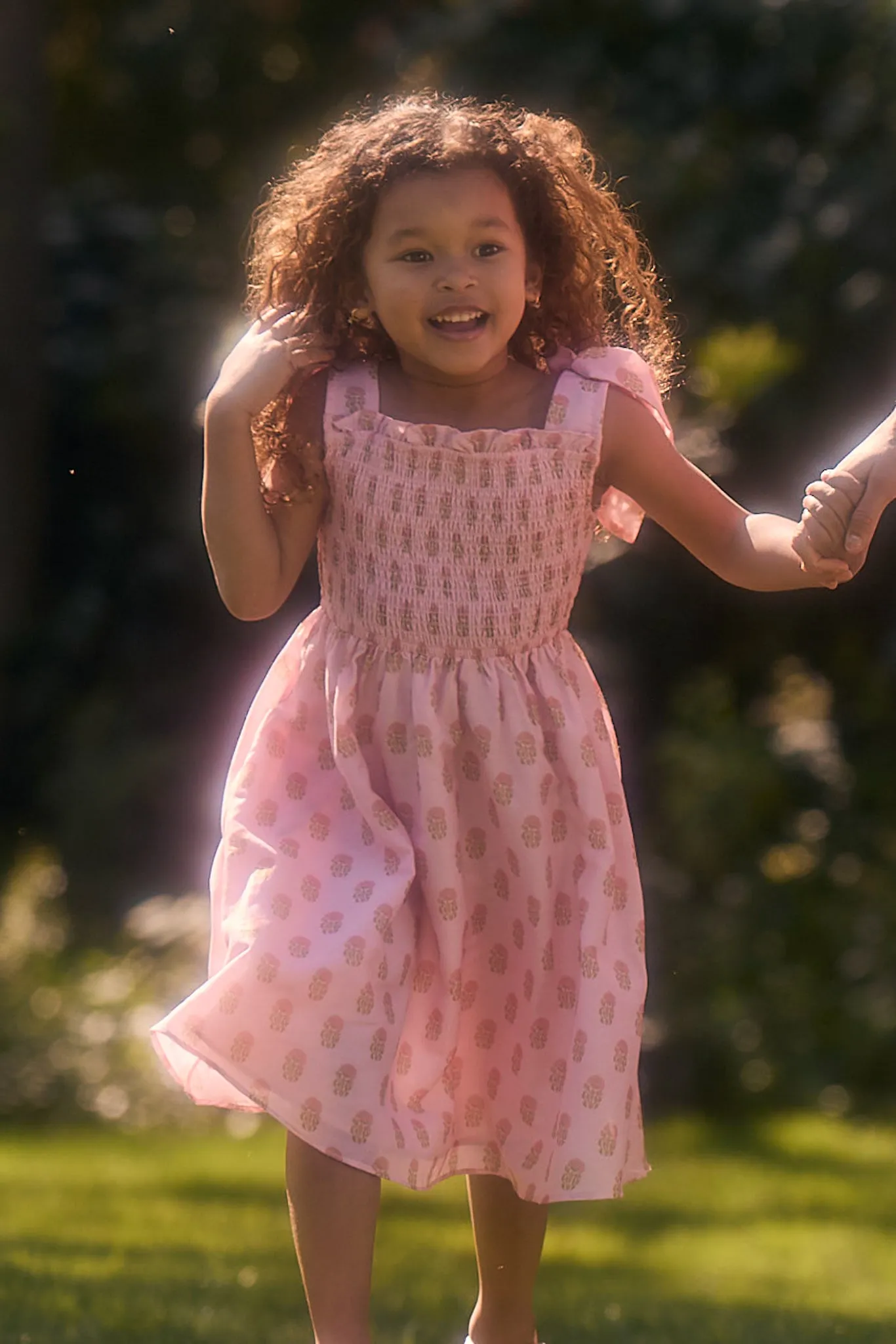 Mini Rayna Dress in Pink Block Print