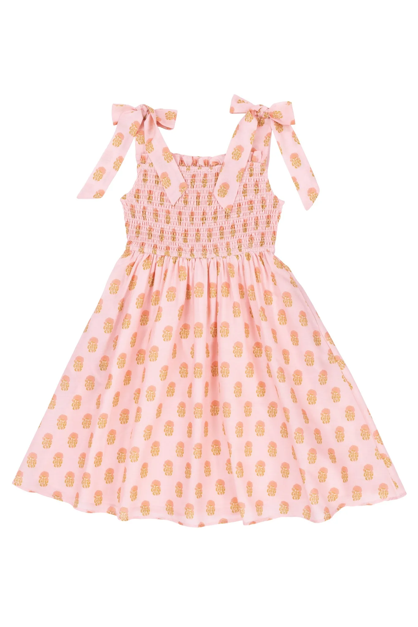 Mini Rayna Dress in Pink Block Print