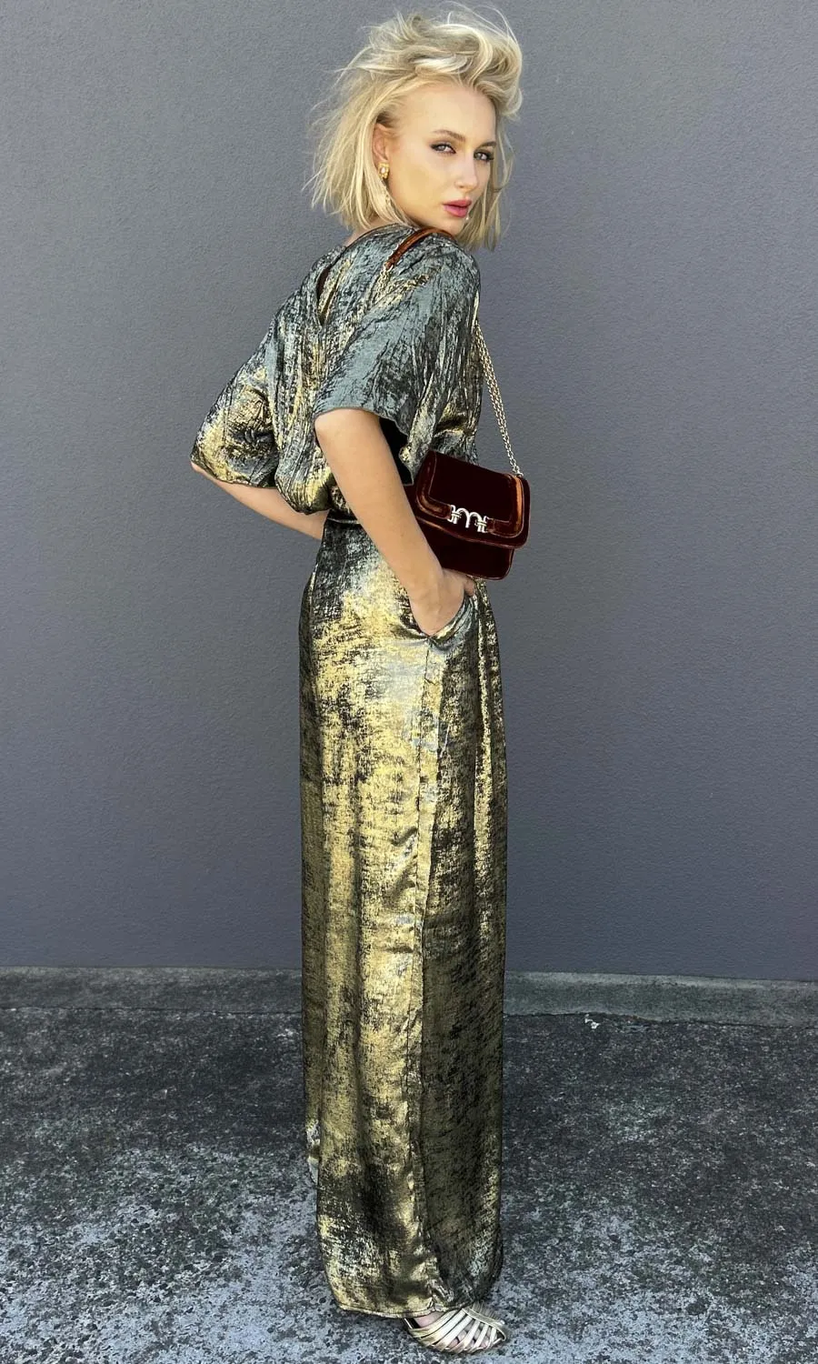 Momoni Patrice Plisse Pant - Gold