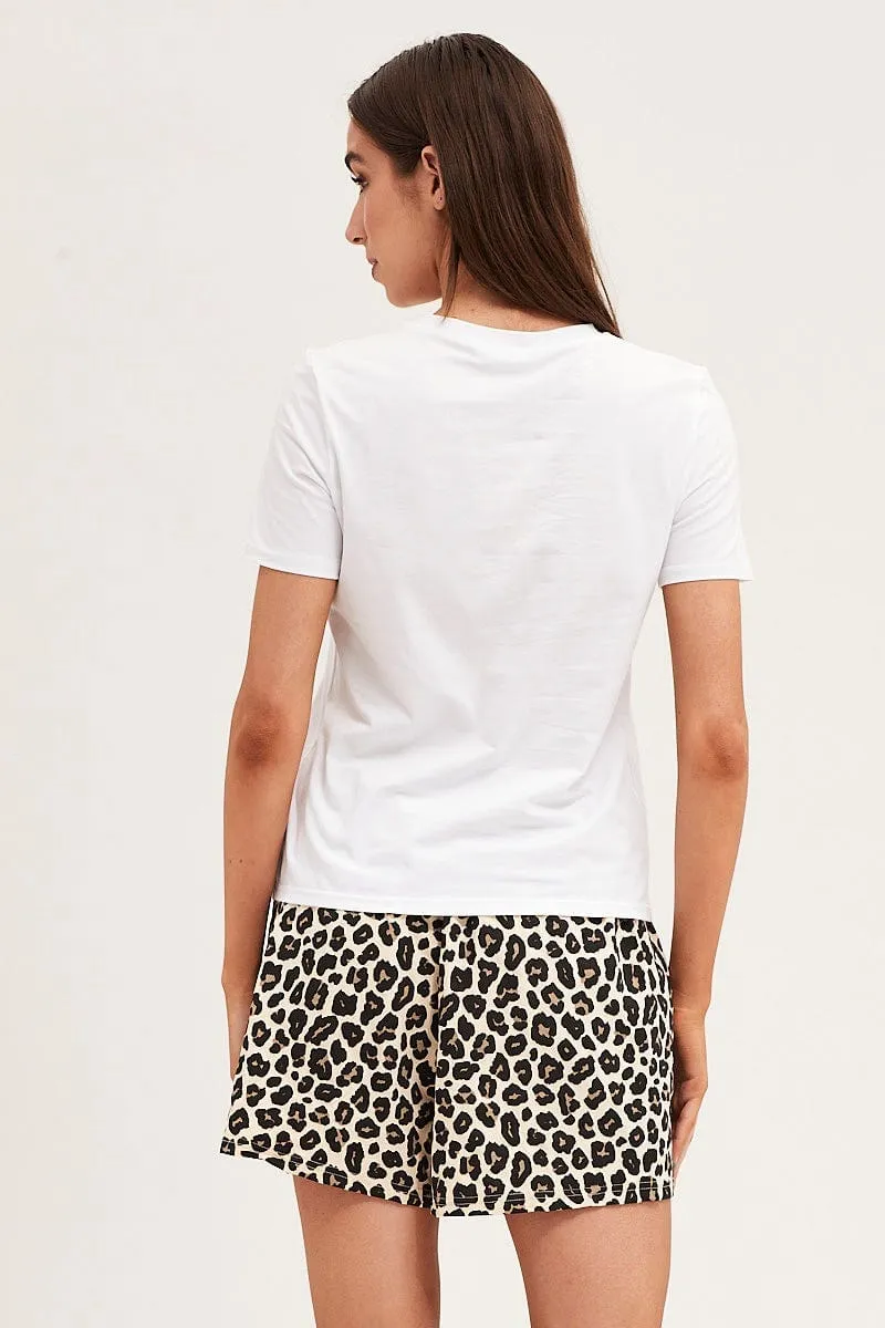 Multi Colour Short Sleeve Top & Shorts Pj Set