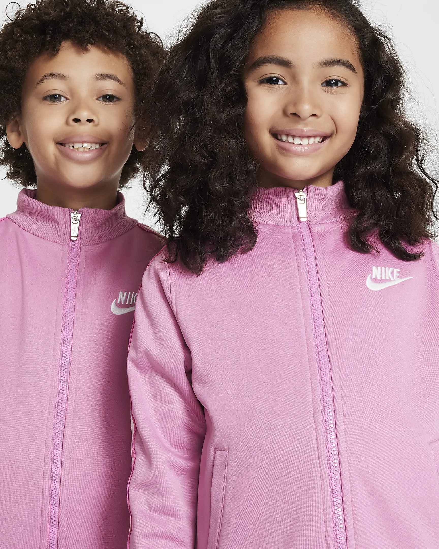 NIKE KID'S LOGO TAPING FUCHSIA FULL ZIP TRACKSUIT SET