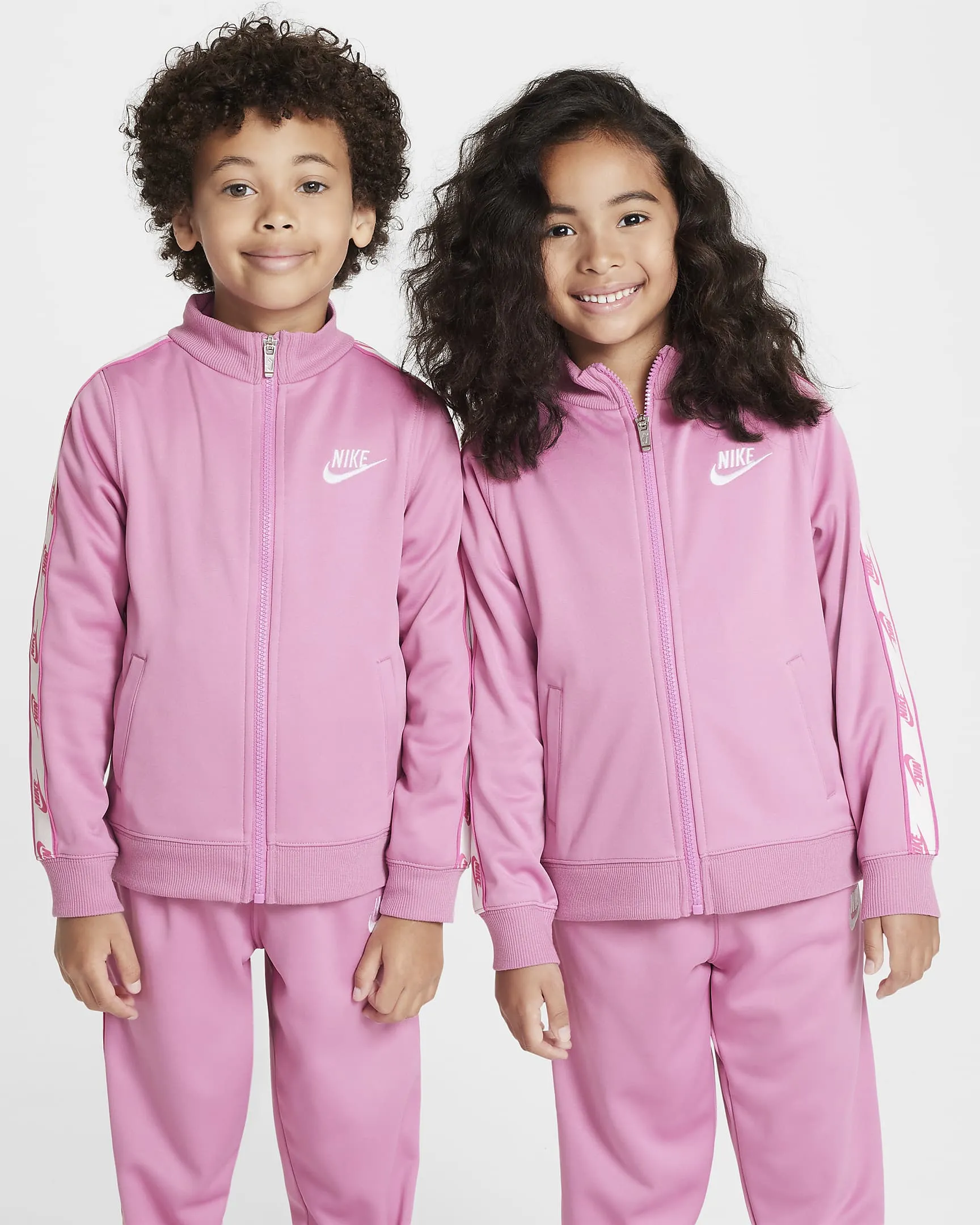 NIKE KID'S LOGO TAPING FUCHSIA FULL ZIP TRACKSUIT SET
