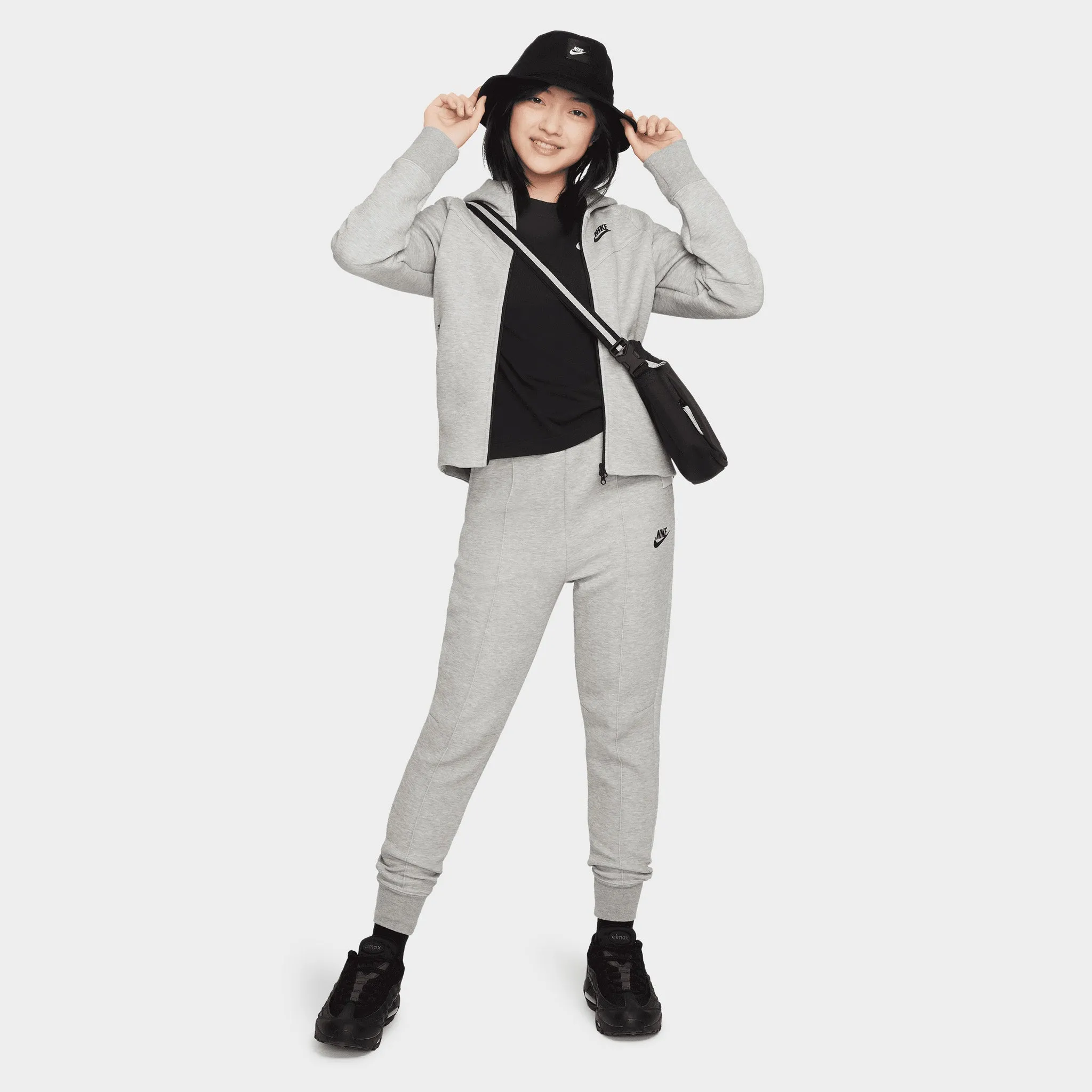 Nike Sportswear Junior Girls' Tech Fleece Full Zip Hoodie / Dark Grey Heather