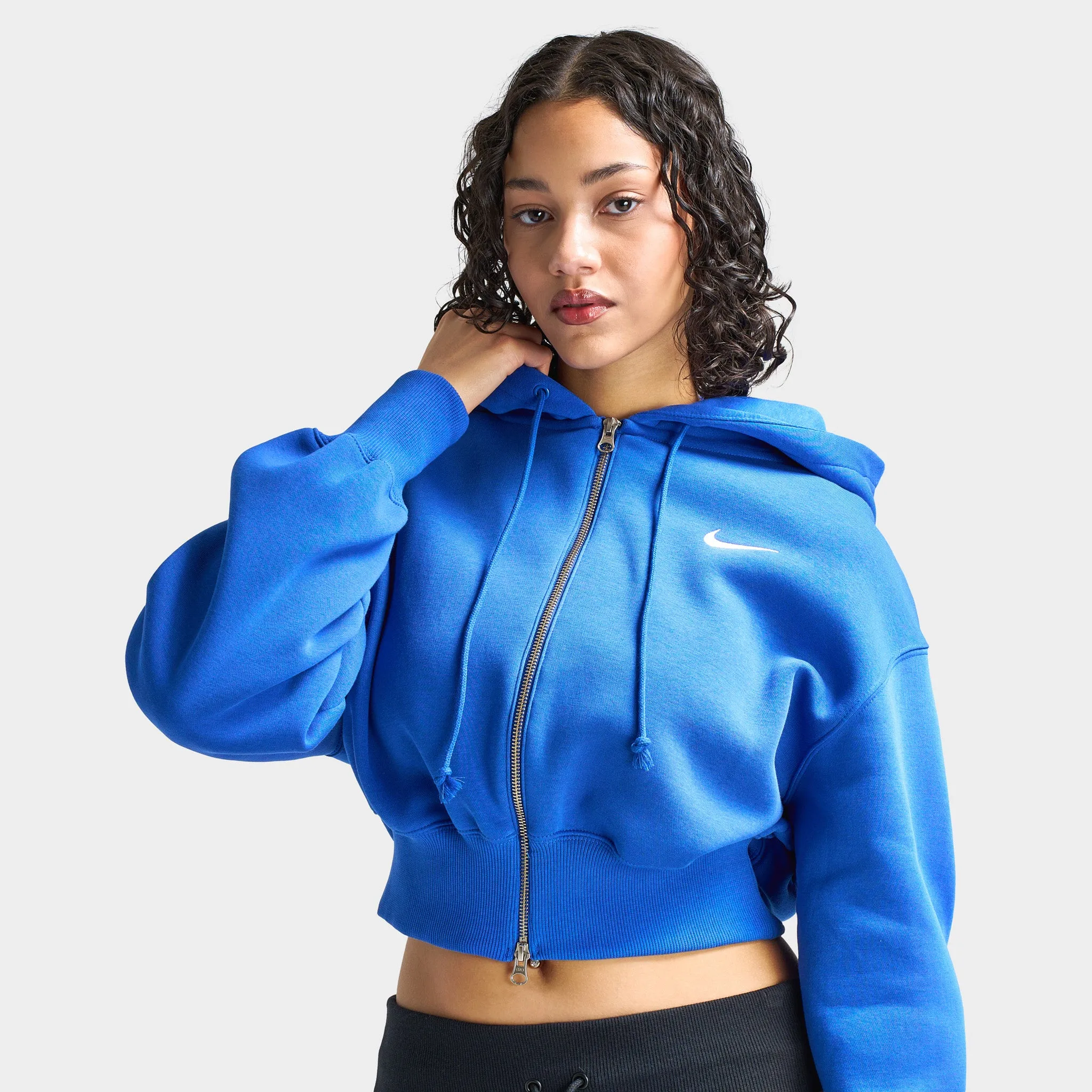Nike Sportswear Women's Phoenix Fleece Loose Crop Full-Zip Hoodie Game Royal / Sail