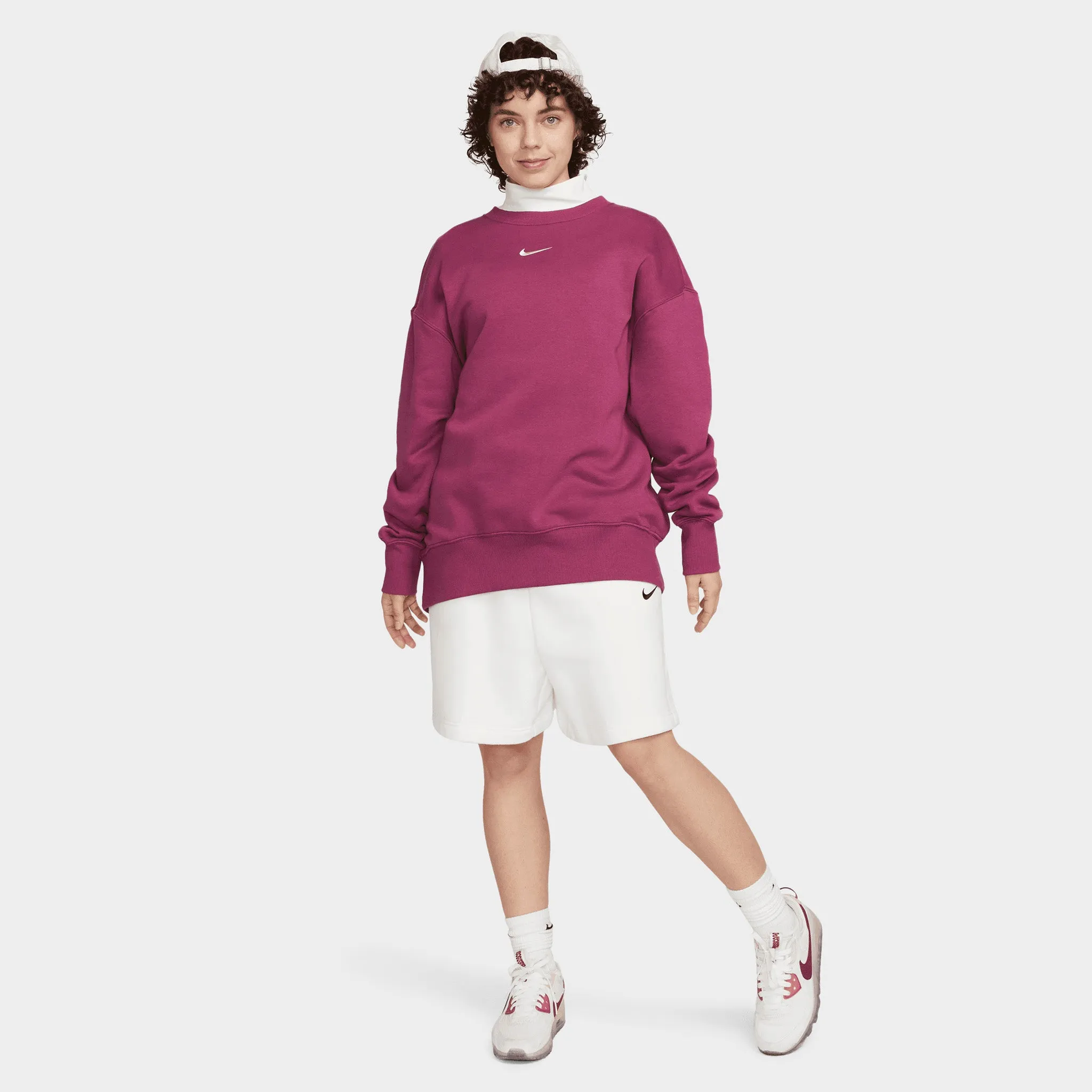 Nike Sportswear Women's Phoenix Fleece Oversized Crewneck Rosewood / Sail