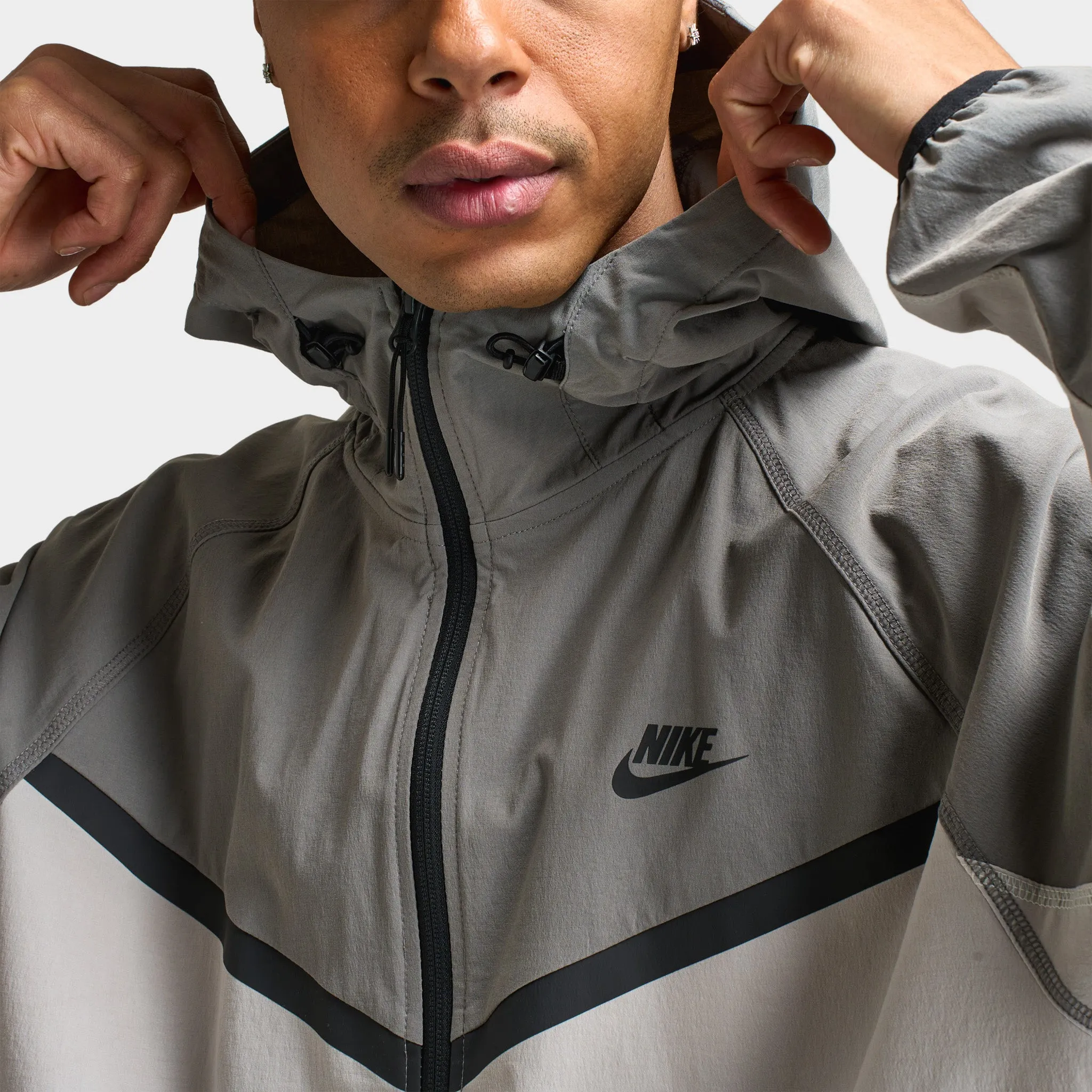 Nike Tech Woven Full Zip Windrunner Jacket Light Iron Ore / Flat Pewter - Black