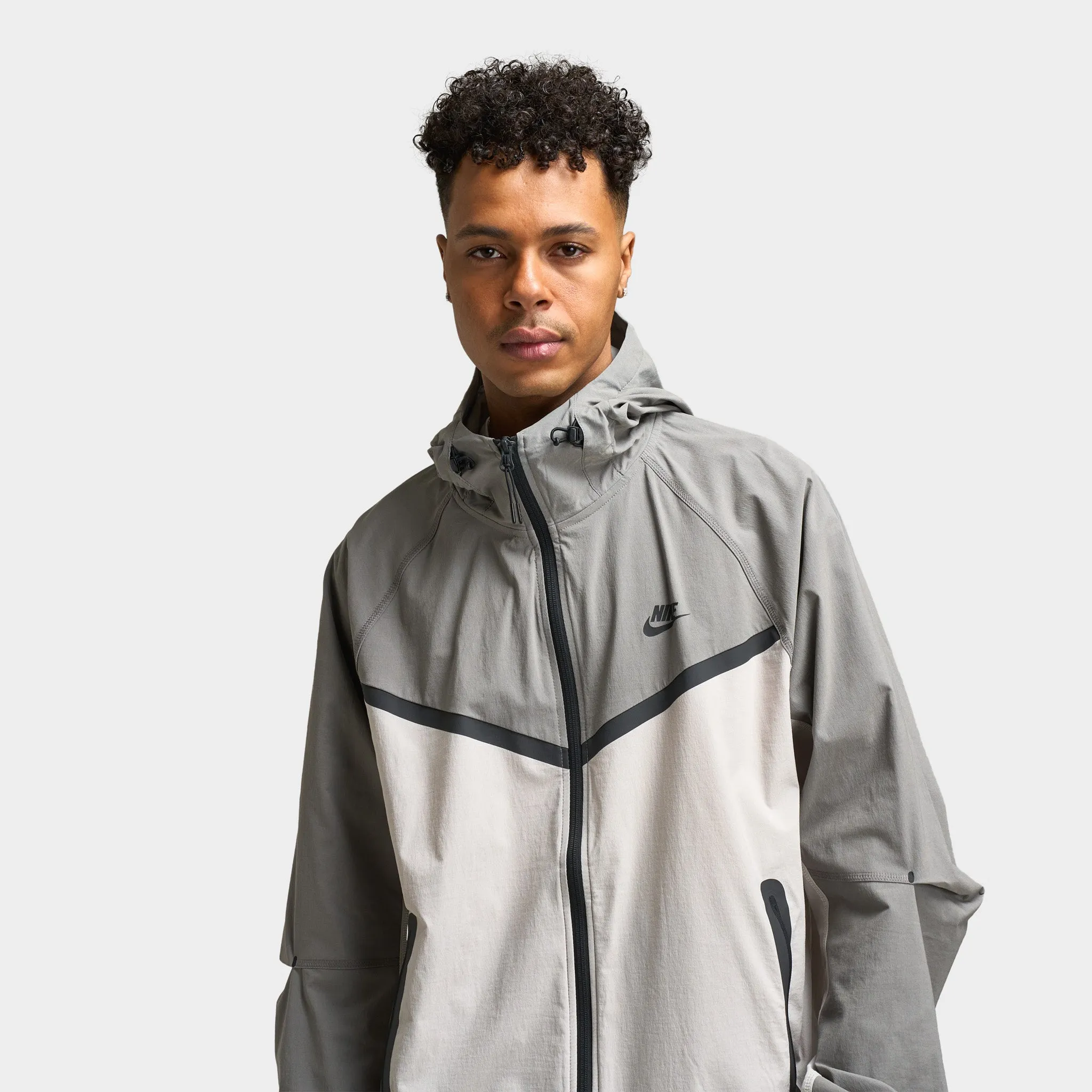 Nike Tech Woven Full Zip Windrunner Jacket Light Iron Ore / Flat Pewter - Black