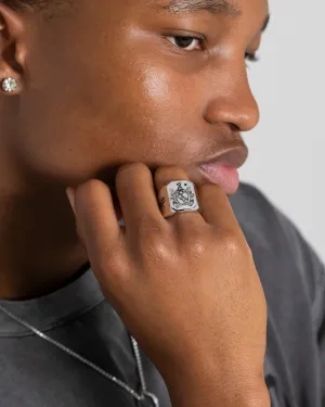 NXS Crest Ring White Gold/Black