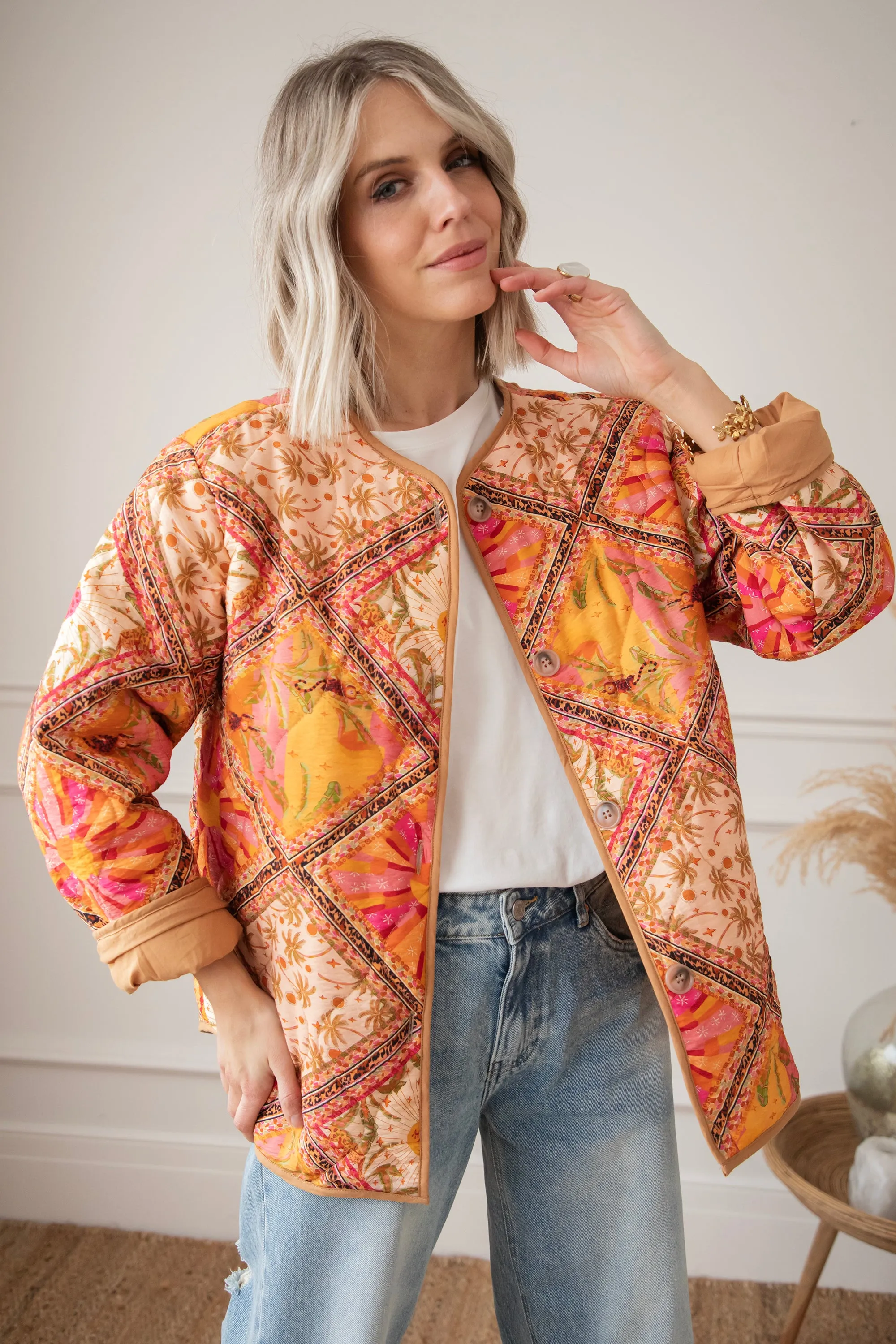Palm Paradise Camel/Pink - Jacket