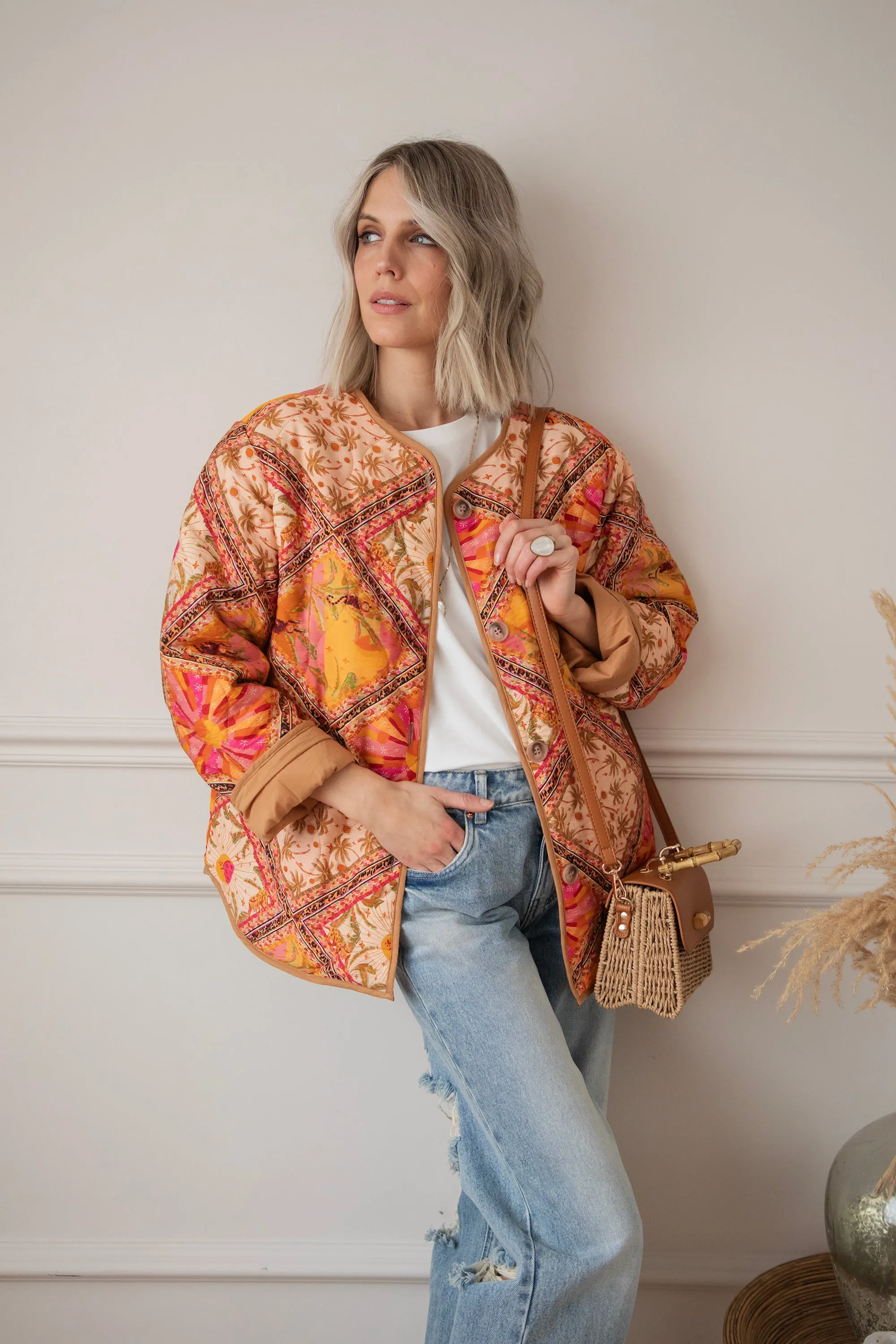 Palm Paradise Camel/Pink - Jacket