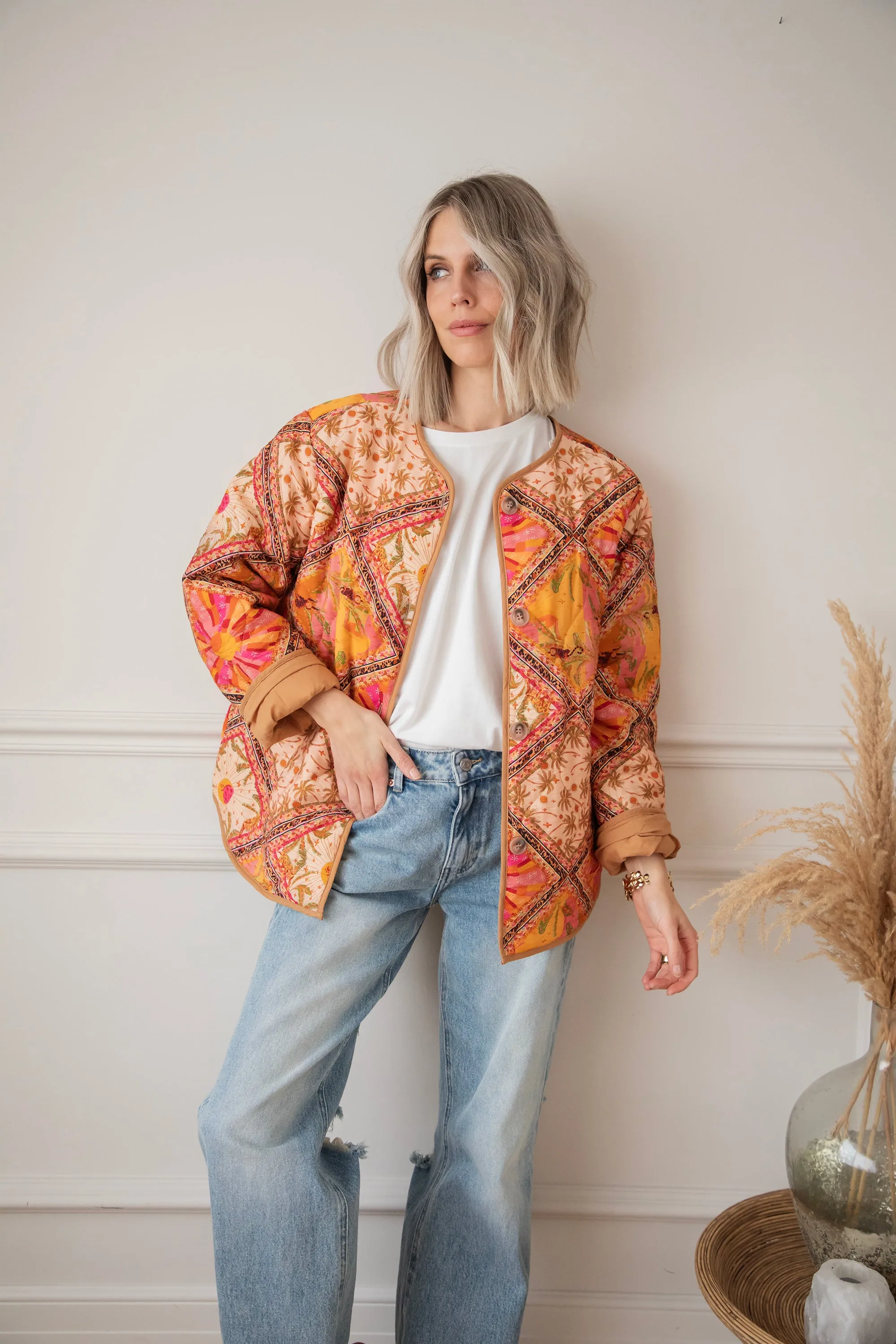 Palm Paradise Camel/Pink - Jacket