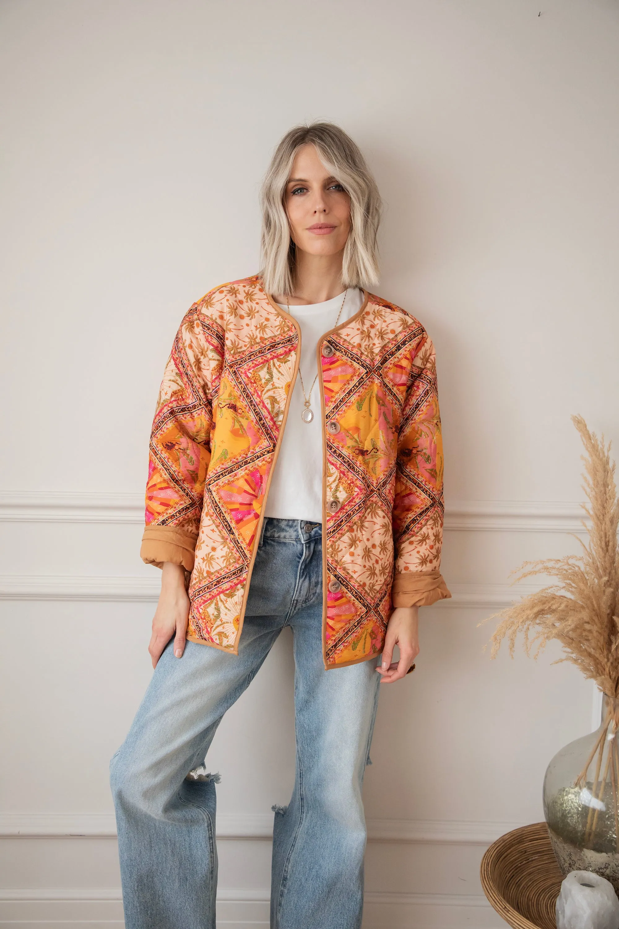 Palm Paradise Camel/Pink - Jacket
