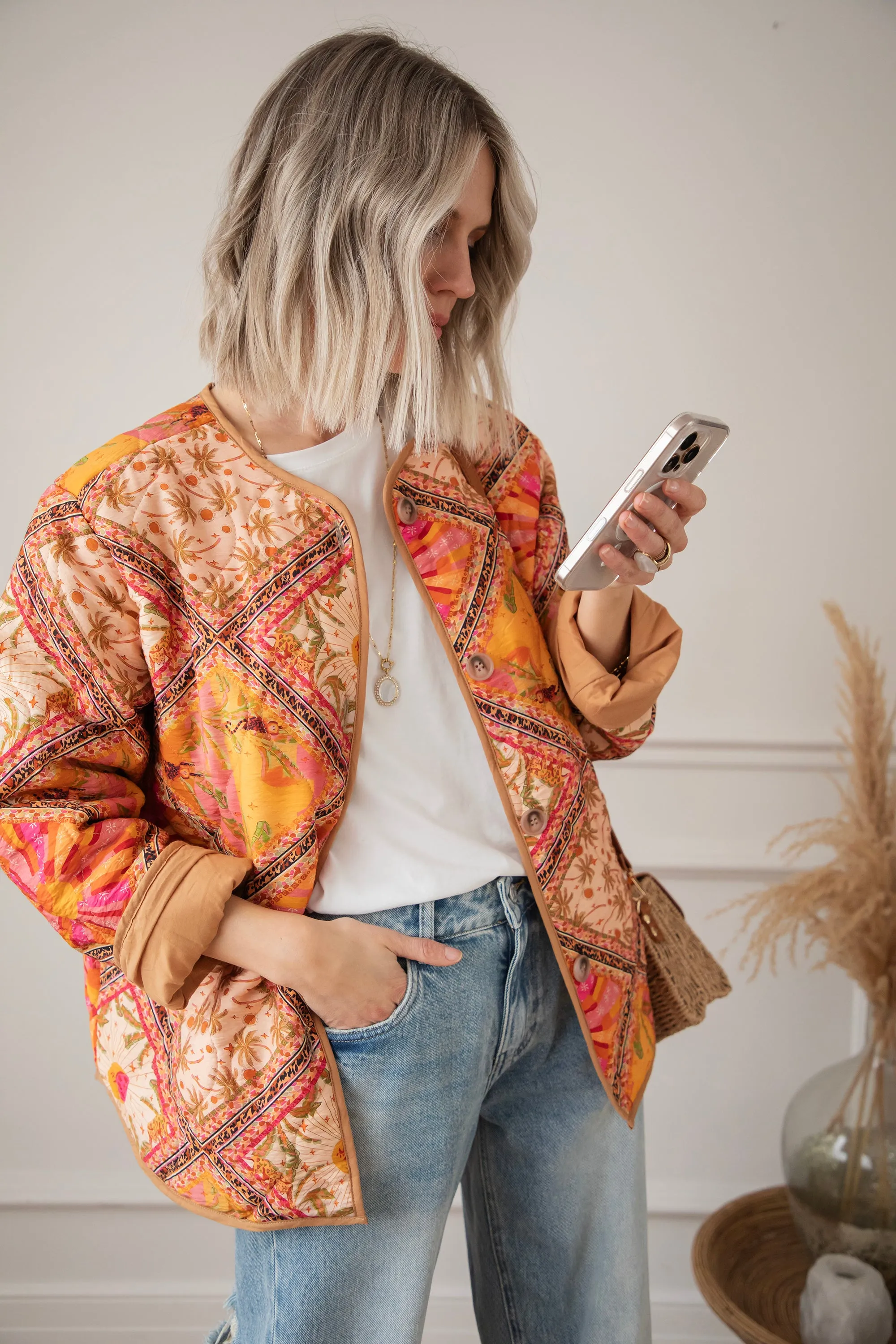 Palm Paradise Camel/Pink - Jacket