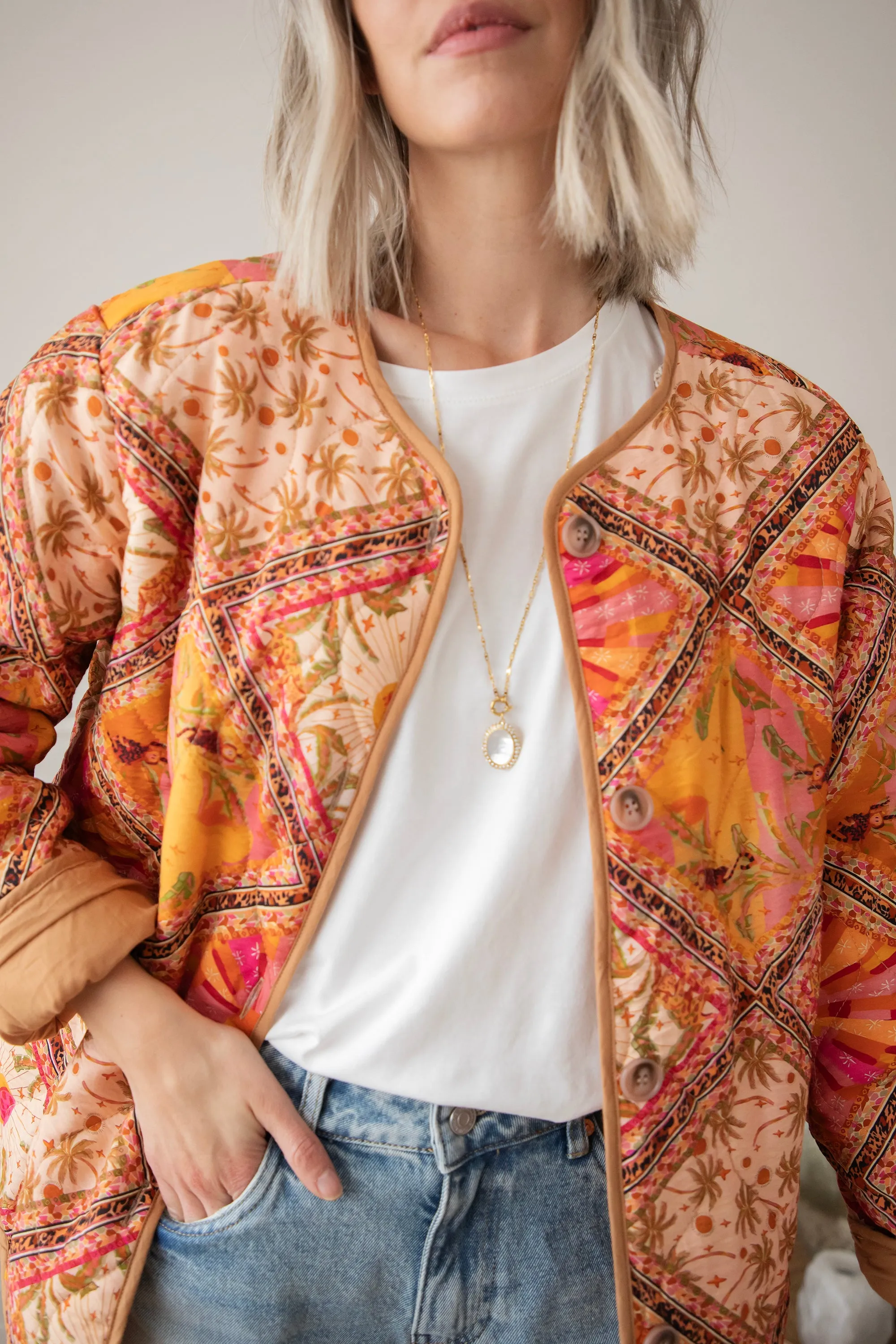 Palm Paradise Camel/Pink - Jacket