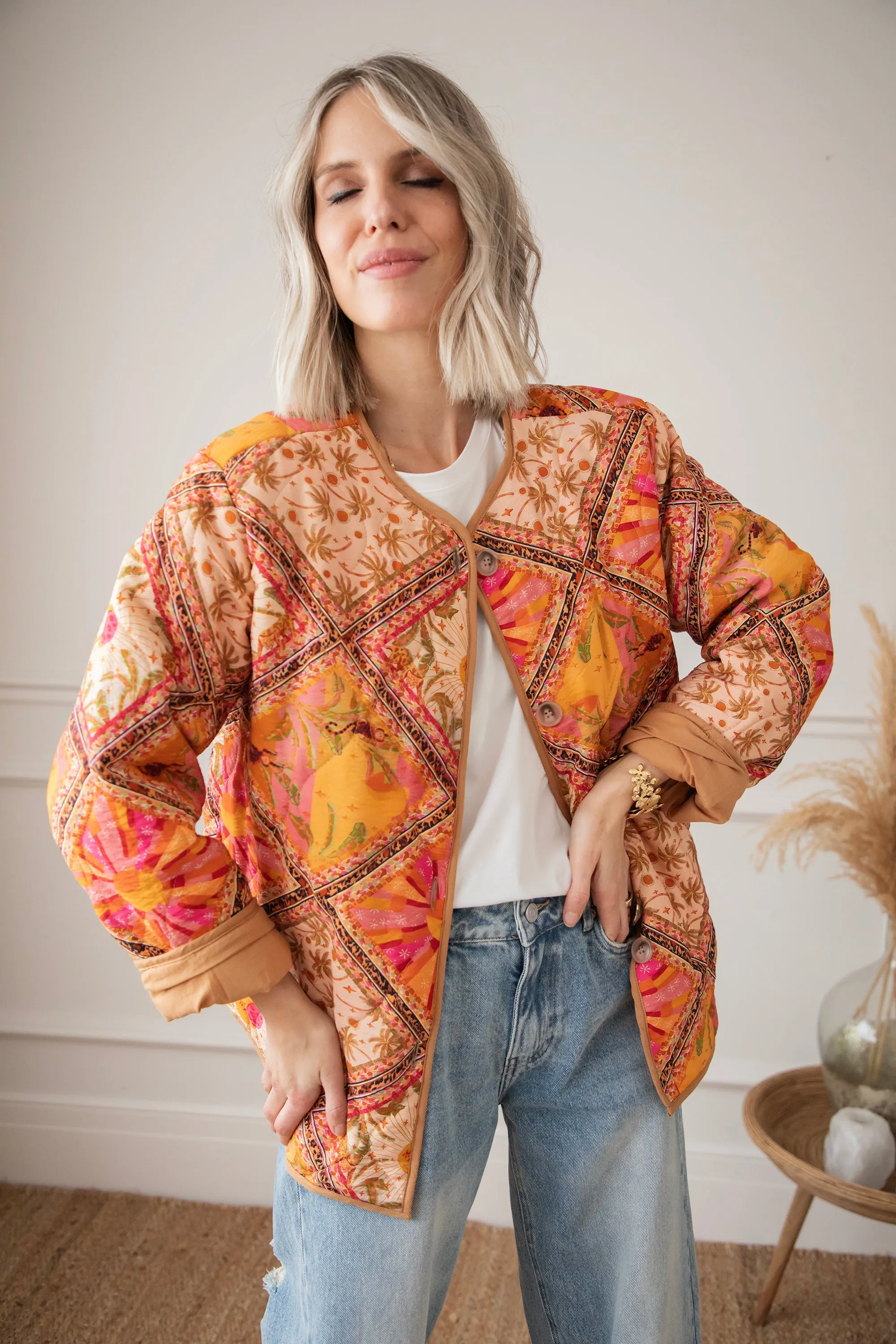 Palm Paradise Camel/Pink - Jacket