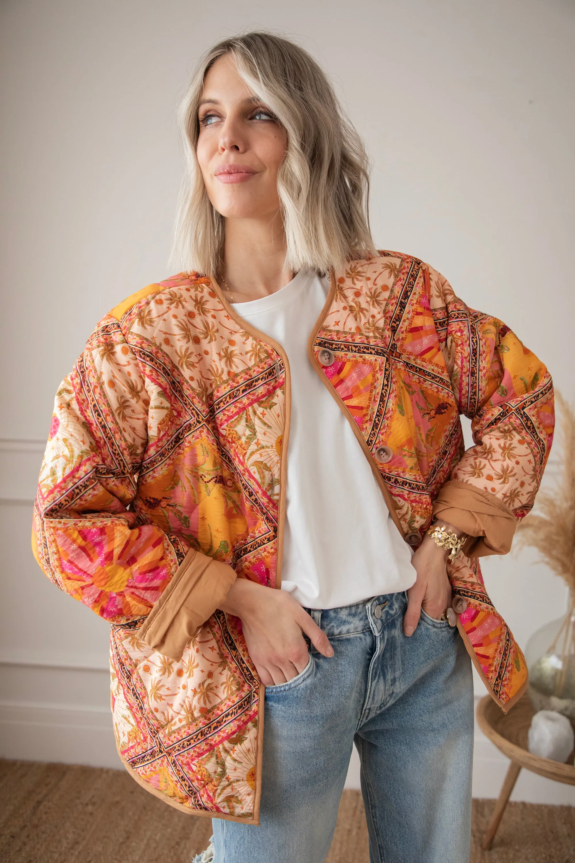Palm Paradise Camel/Pink - Jacket