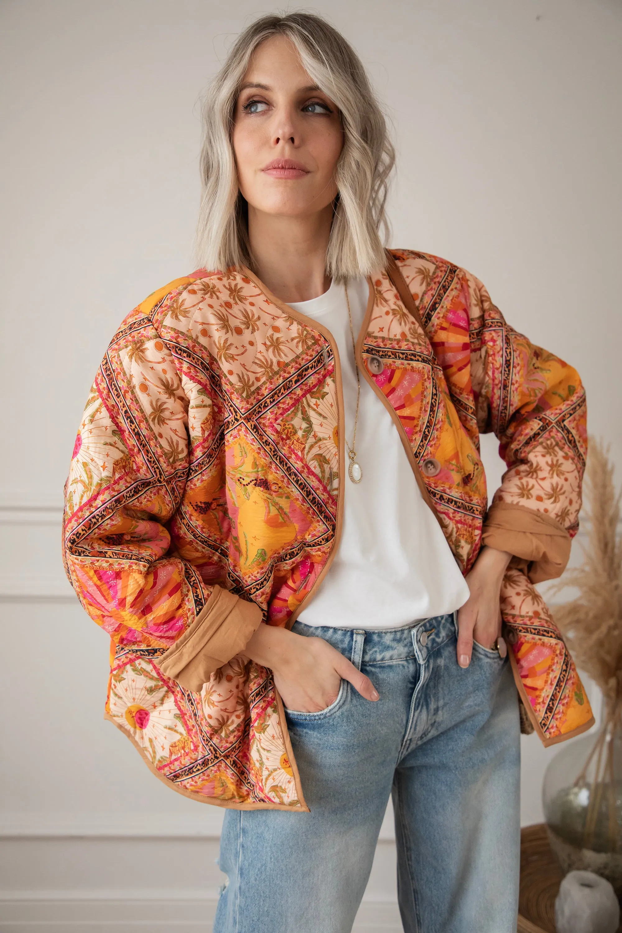 Palm Paradise Camel/Pink - Jacket