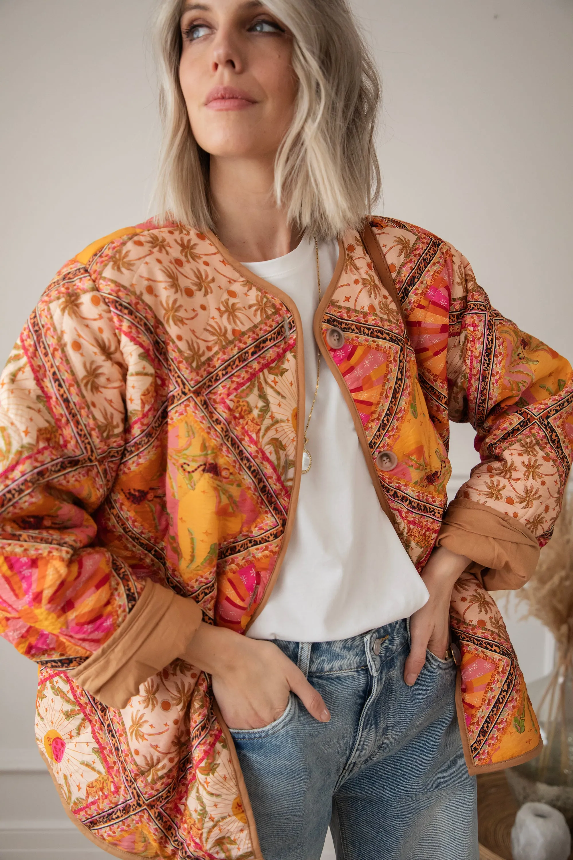 Palm Paradise Camel/Pink - Jacket
