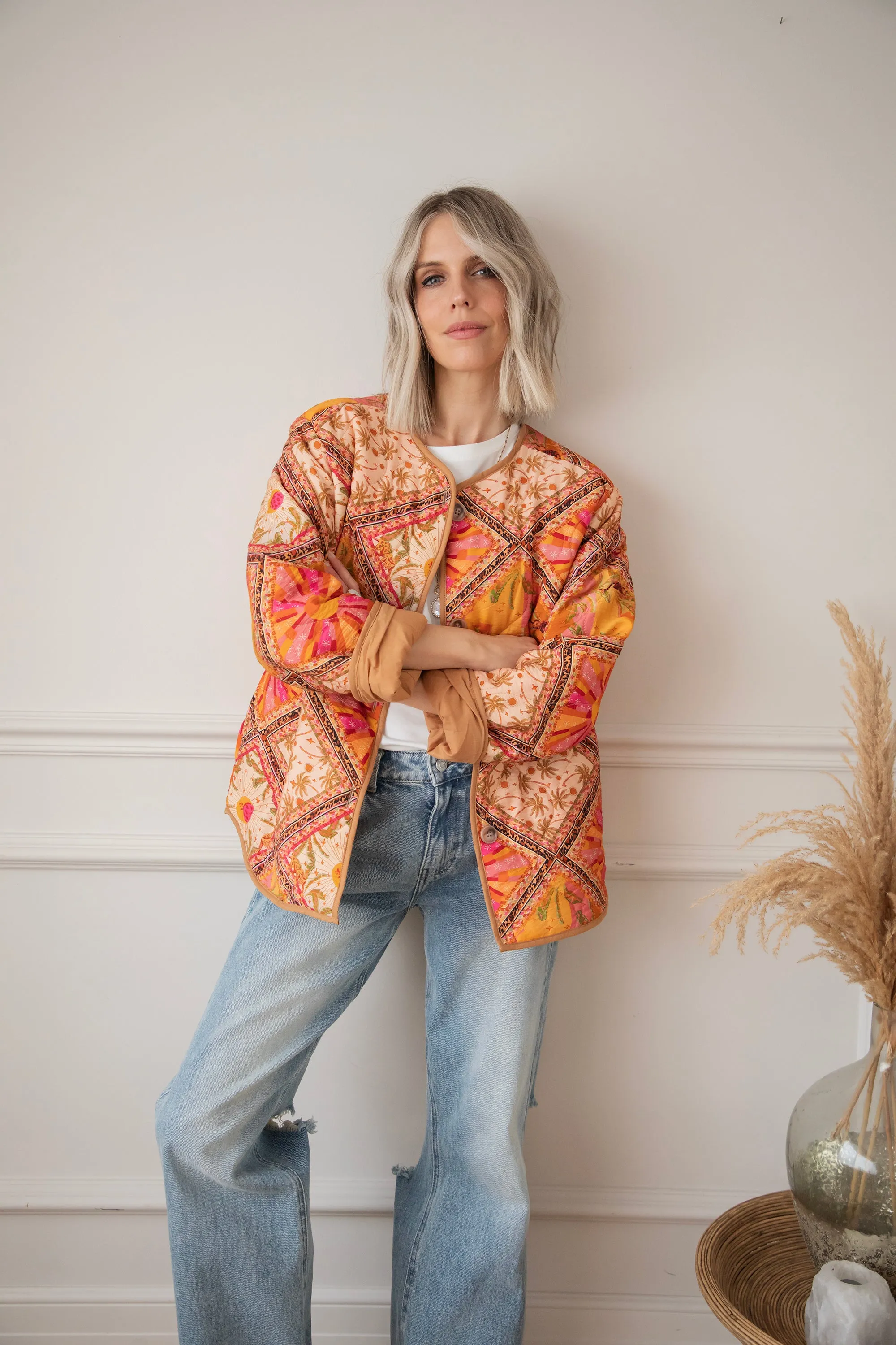 Palm Paradise Camel/Pink - Jacket