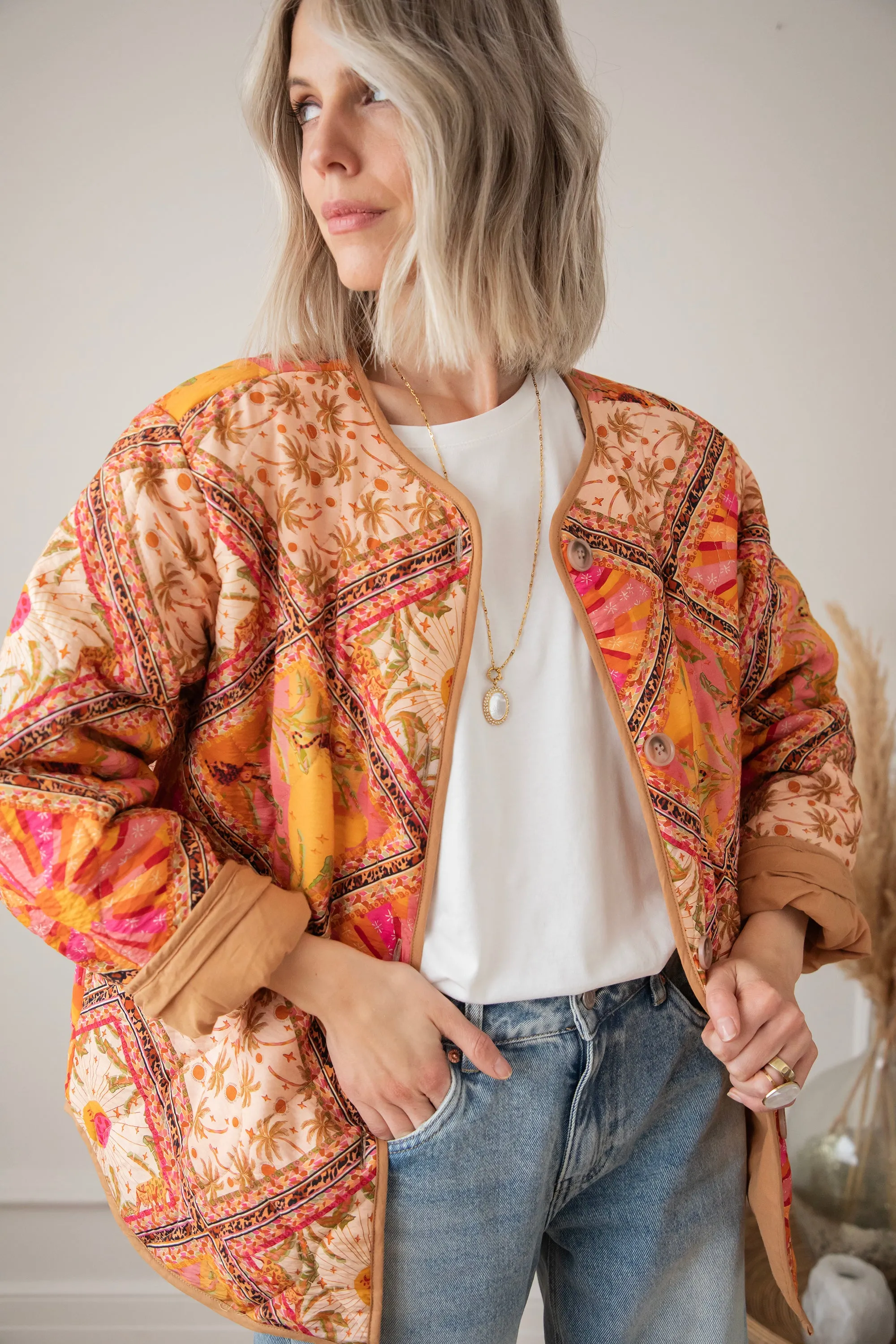 Palm Paradise Camel/Pink - Jacket