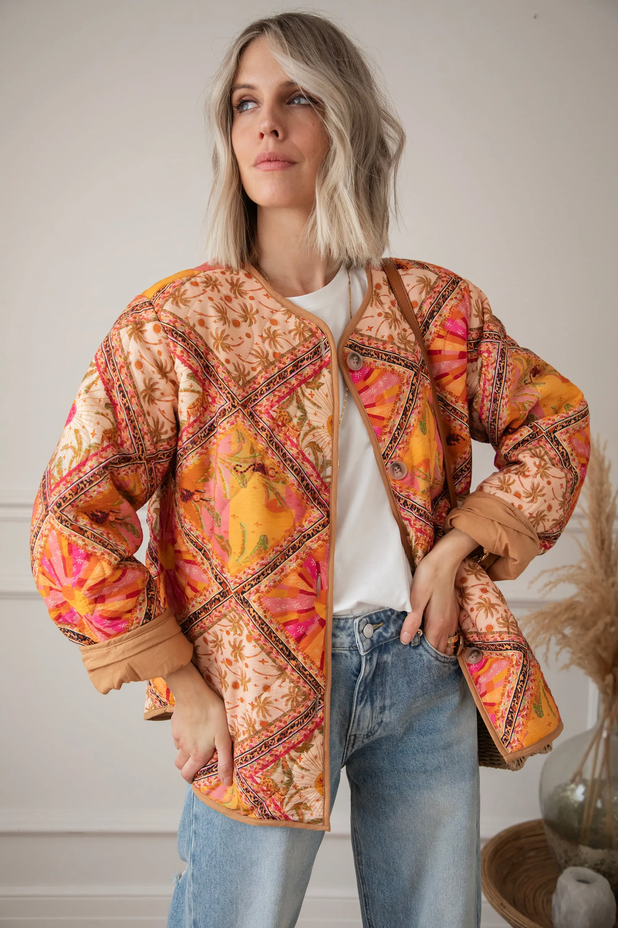 Palm Paradise Camel/Pink - Jacket