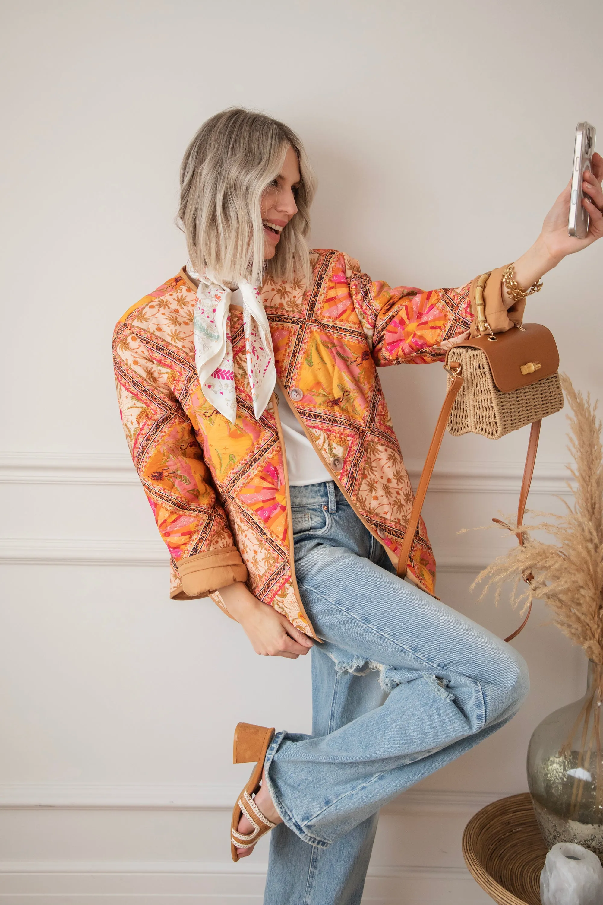 Palm Paradise Camel/Pink - Jacket