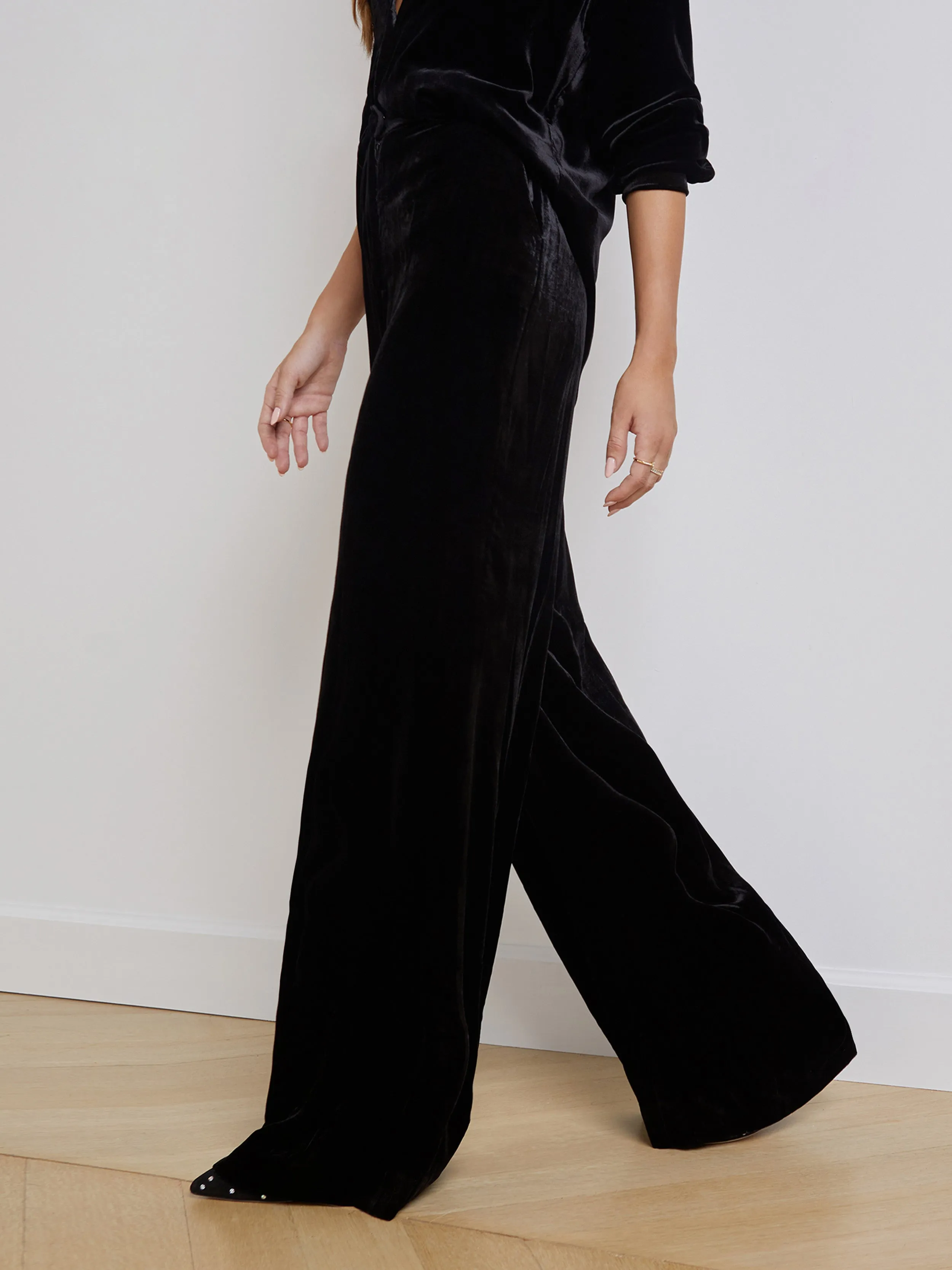 Pilar Velvet Wide-Leg Pant