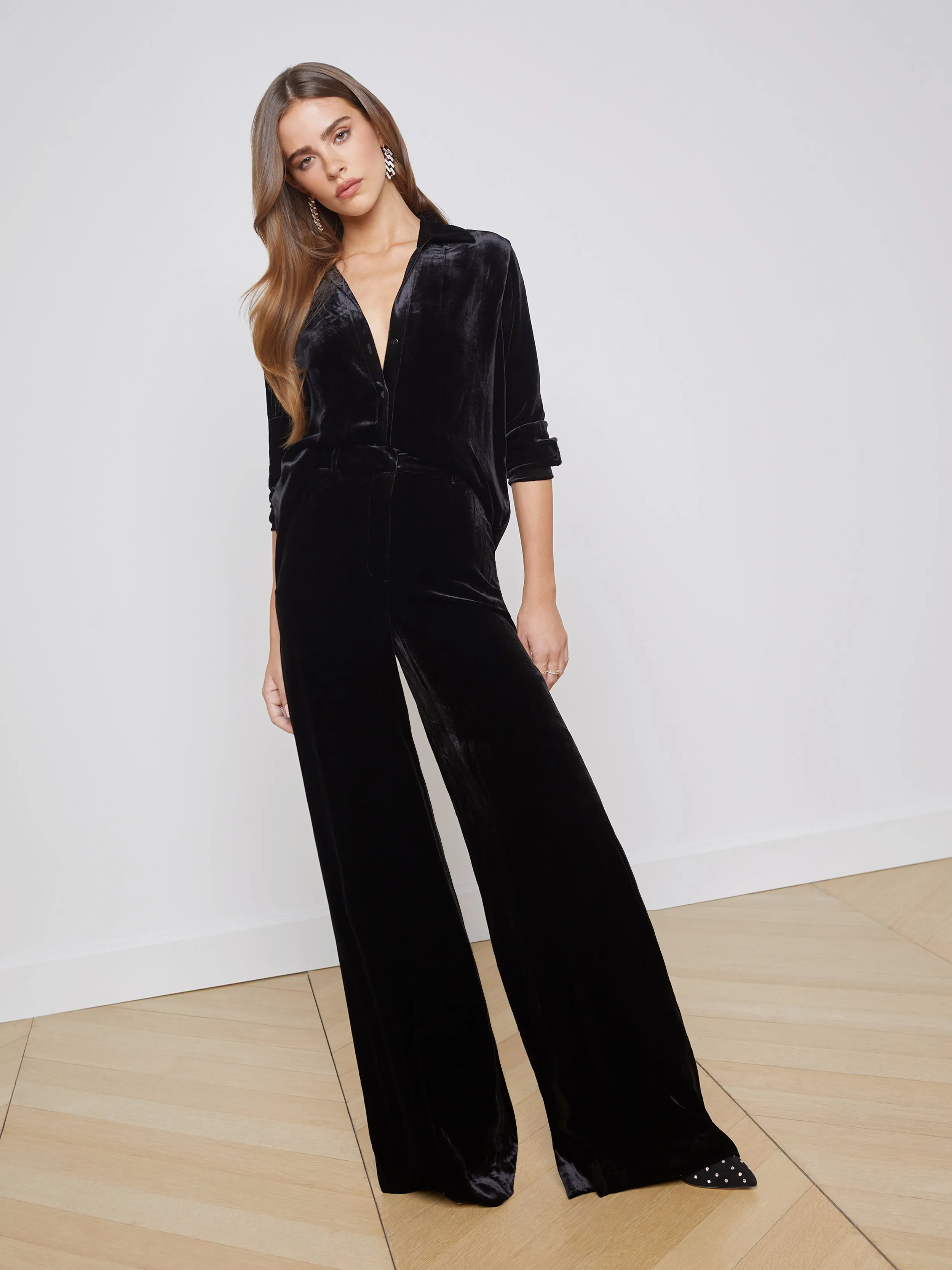 Pilar Velvet Wide-Leg Pant