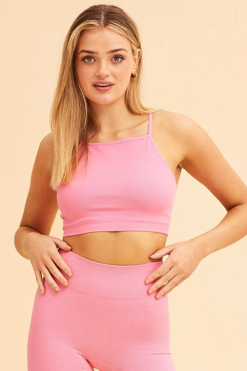 Pink Highneck Seamless Cami