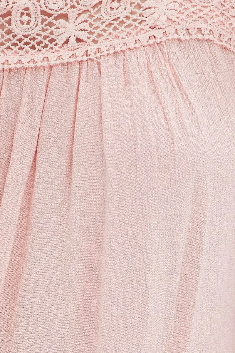 Pink Lace Trim Top
