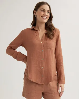 Pocket Button Down - Terracotta Brown