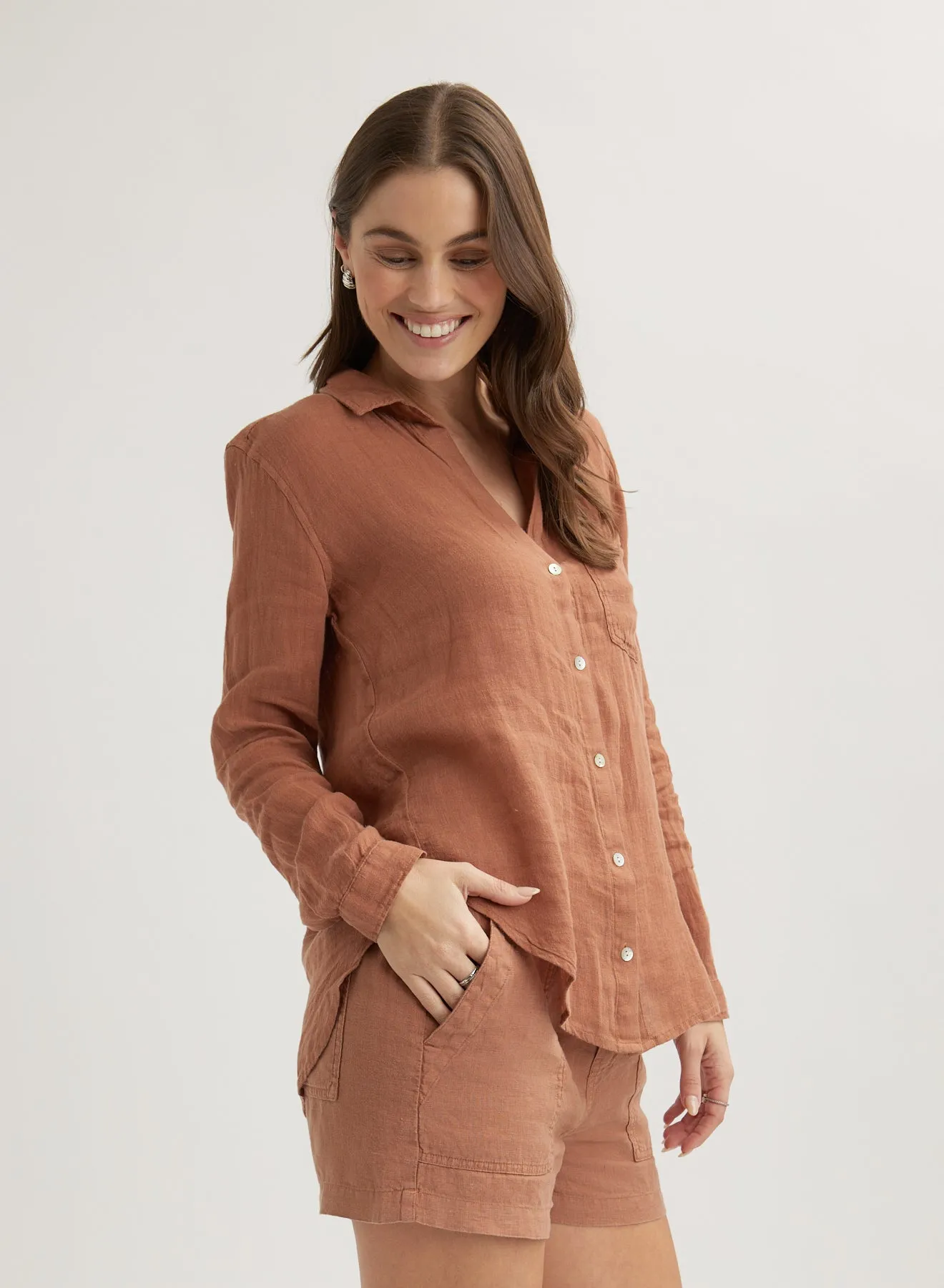 Pocket Button Down - Terracotta Brown