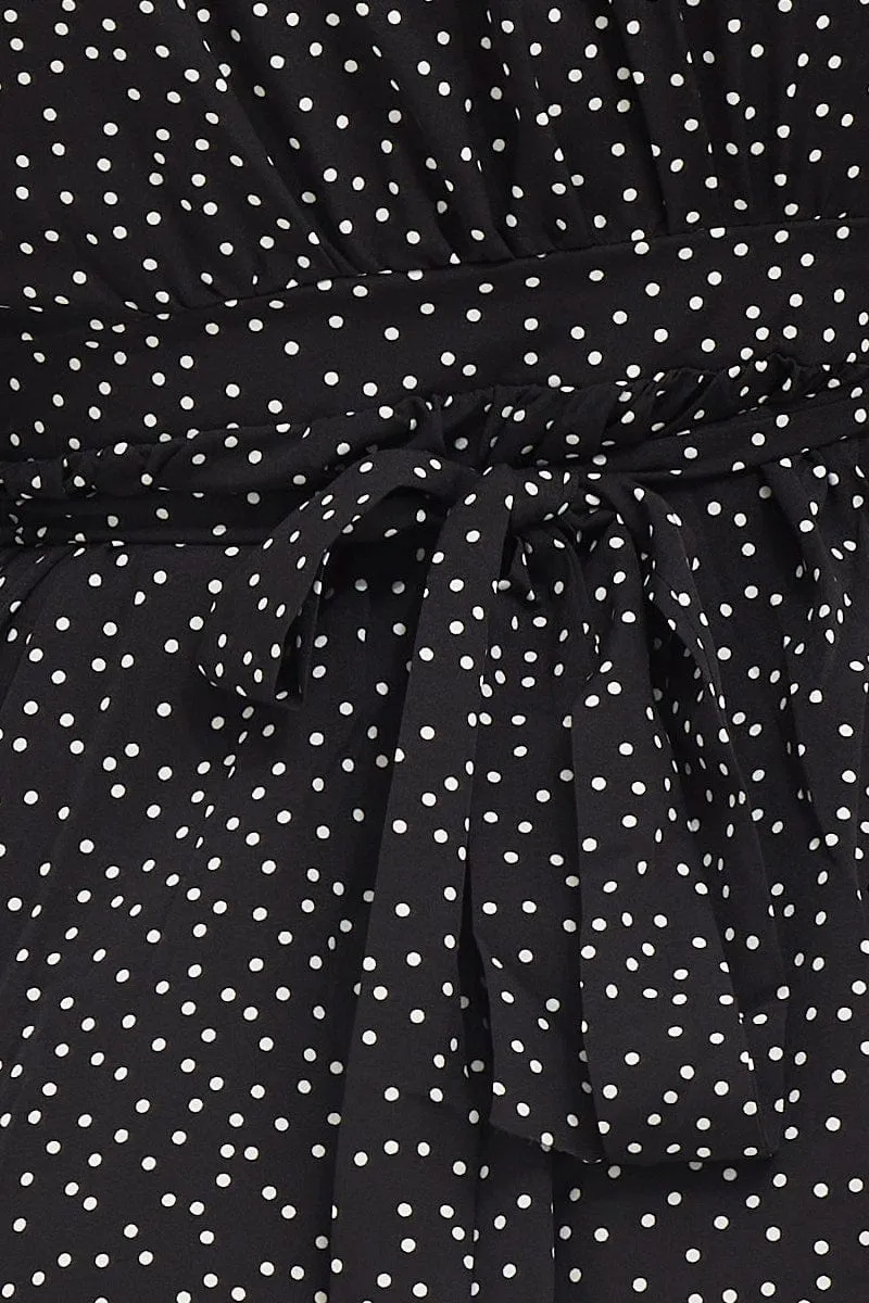 Polka Dot Wrap Dress Long Sleeve Mini