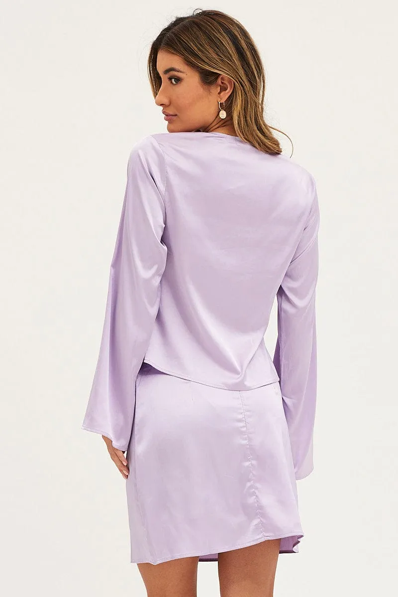 Purple Satin Jacket Long Sleeve