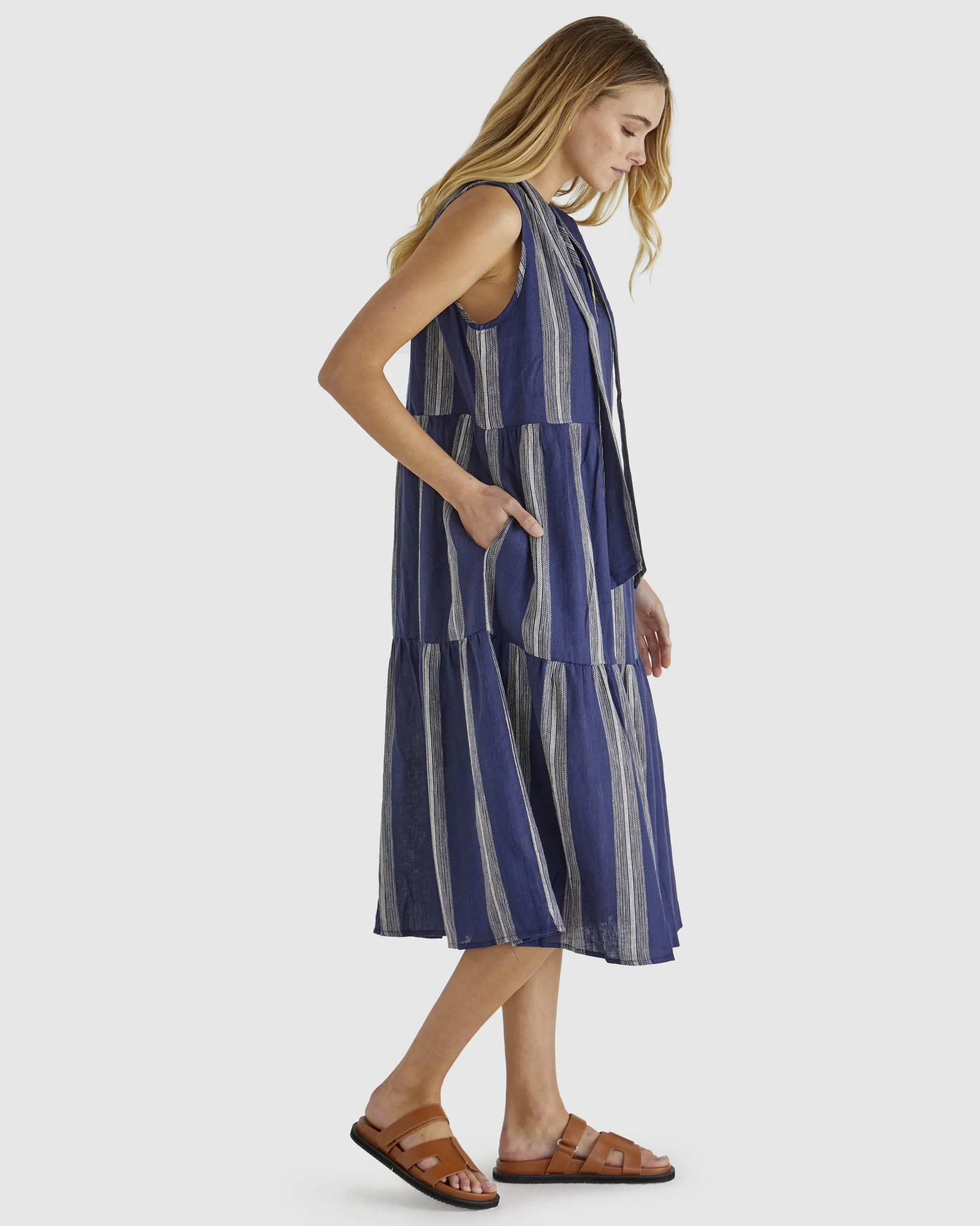 Sass Lizzy Dress Navy Stripe