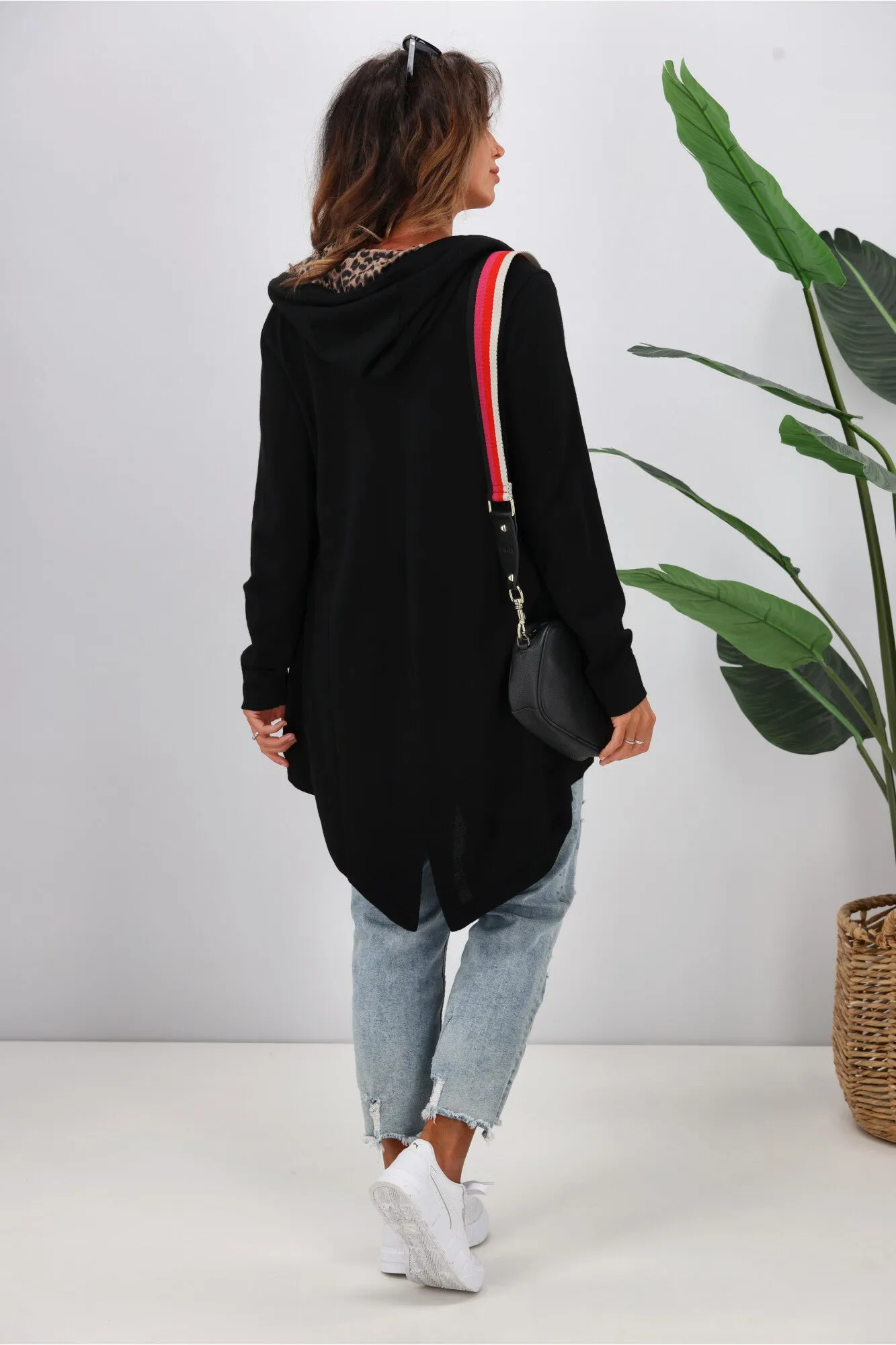 Shine On Label Big Dreams Merino Cardigan Black with Animal Print