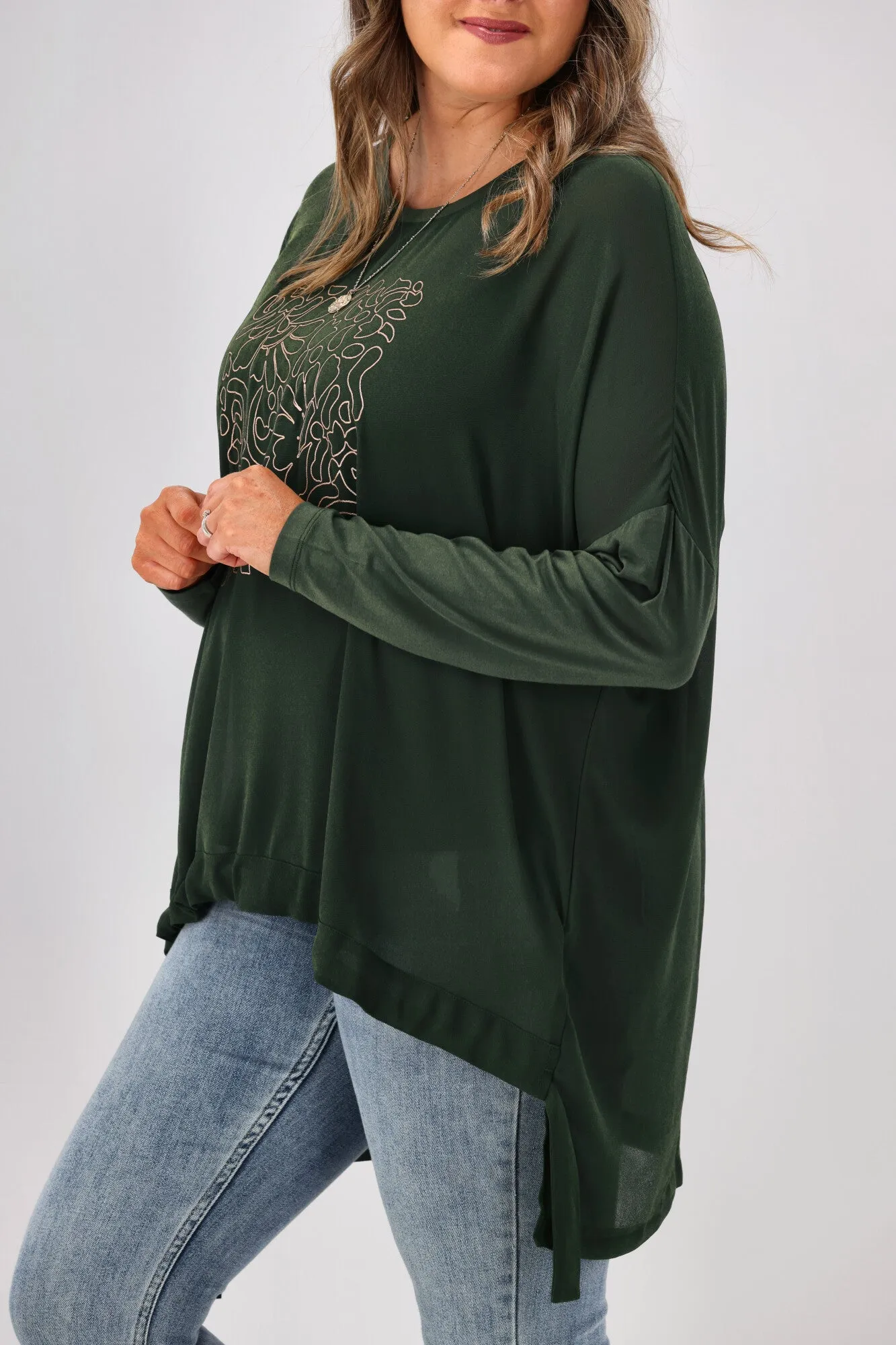 Shine On Label Roxanne Print Front Top Olive